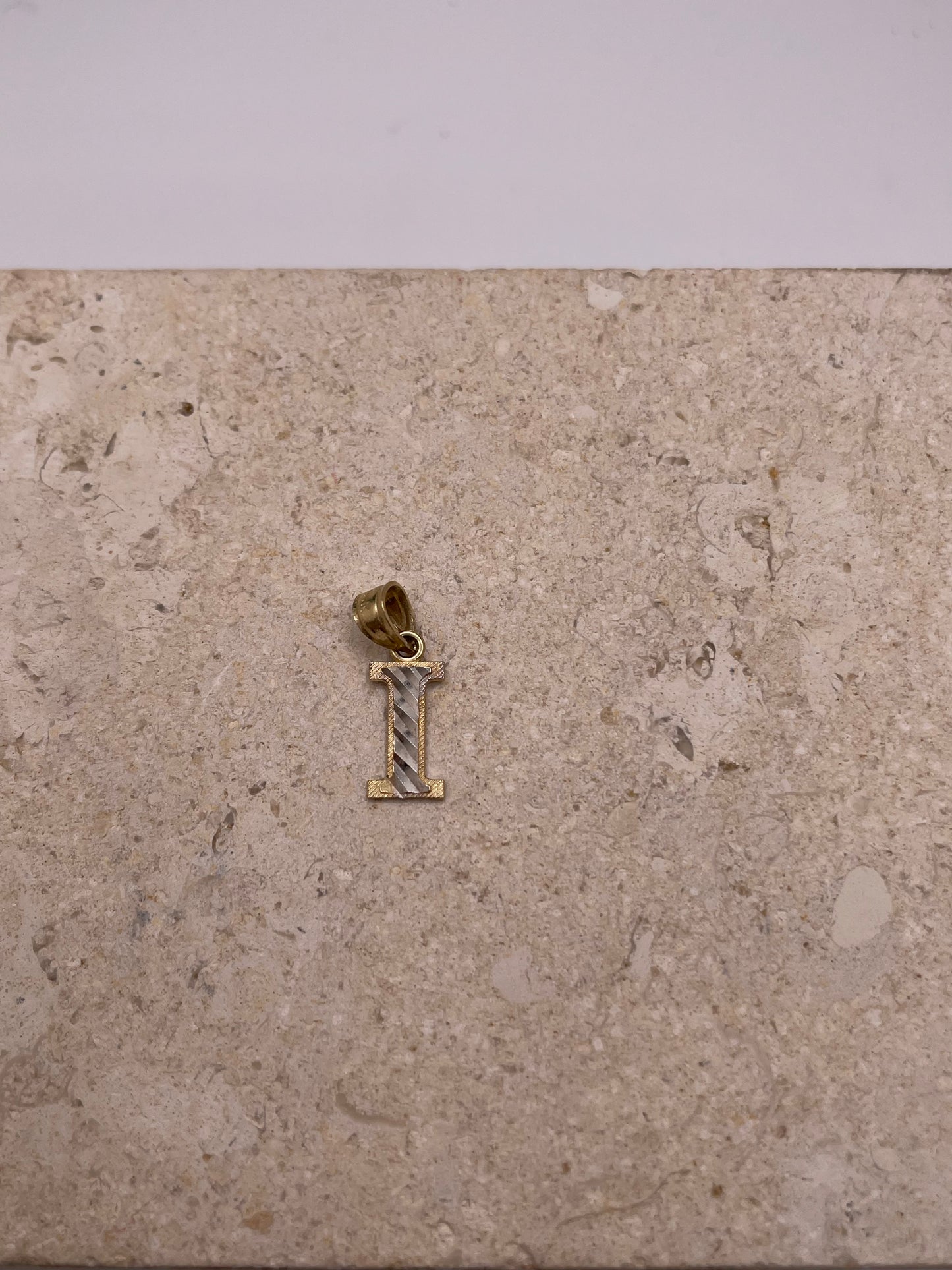 14k gold two tone initial pendant