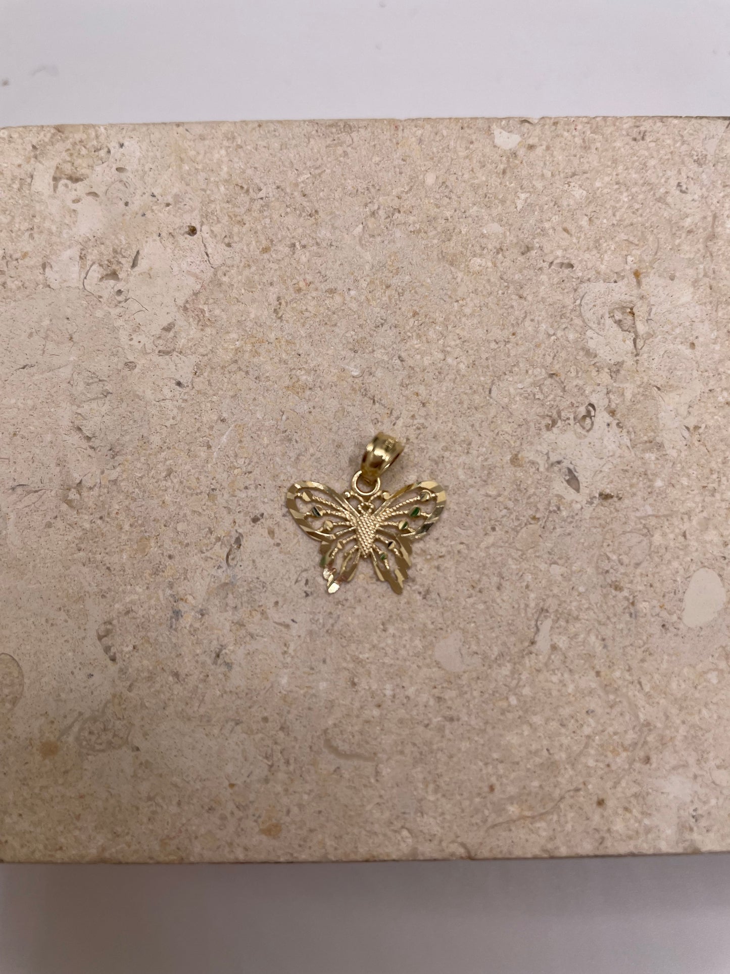 14k gold butterfly pendant with 1.2mm rope chain