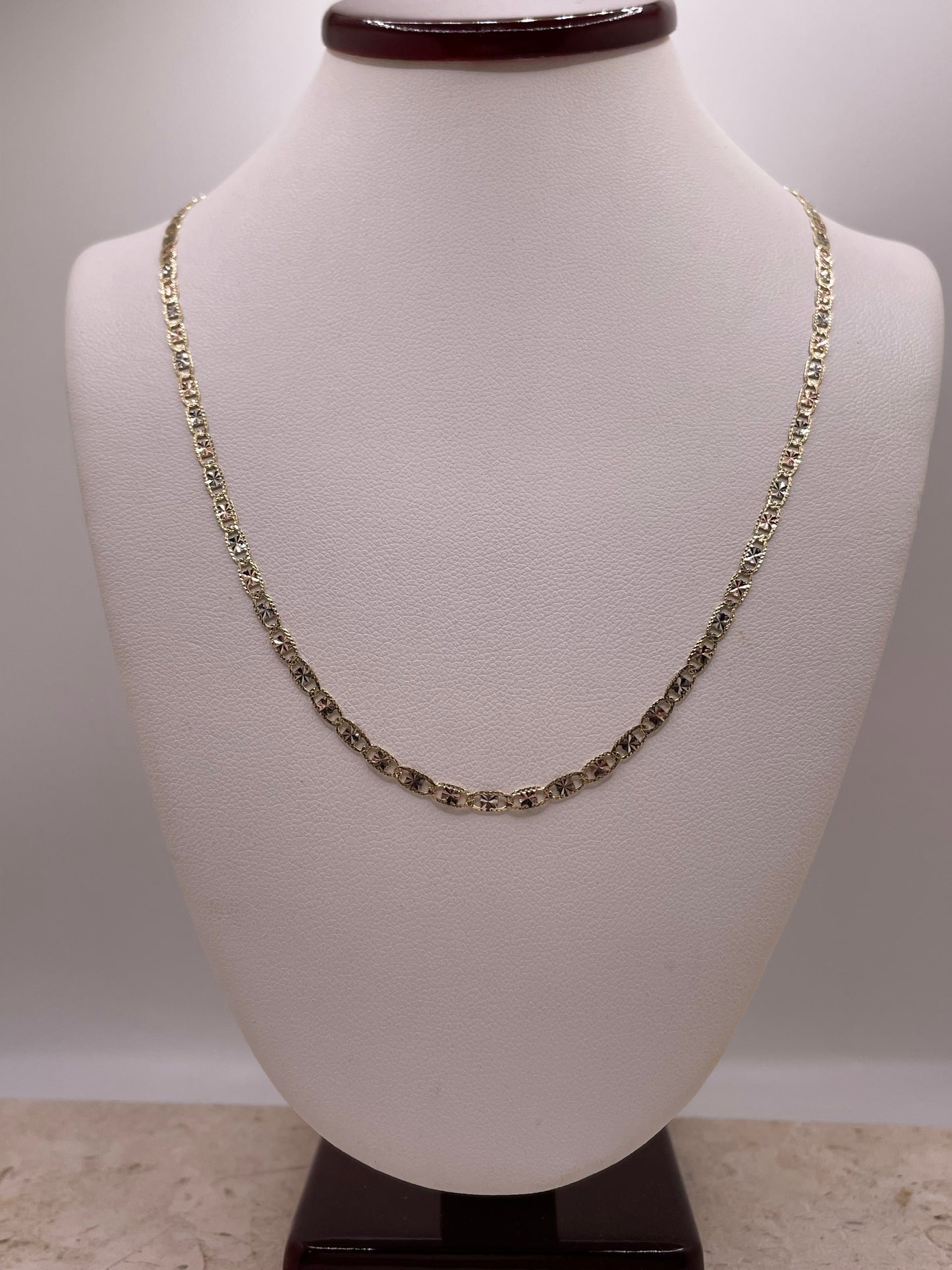 14k gold 3-color diamond-cut valentino chain (2.6mm)