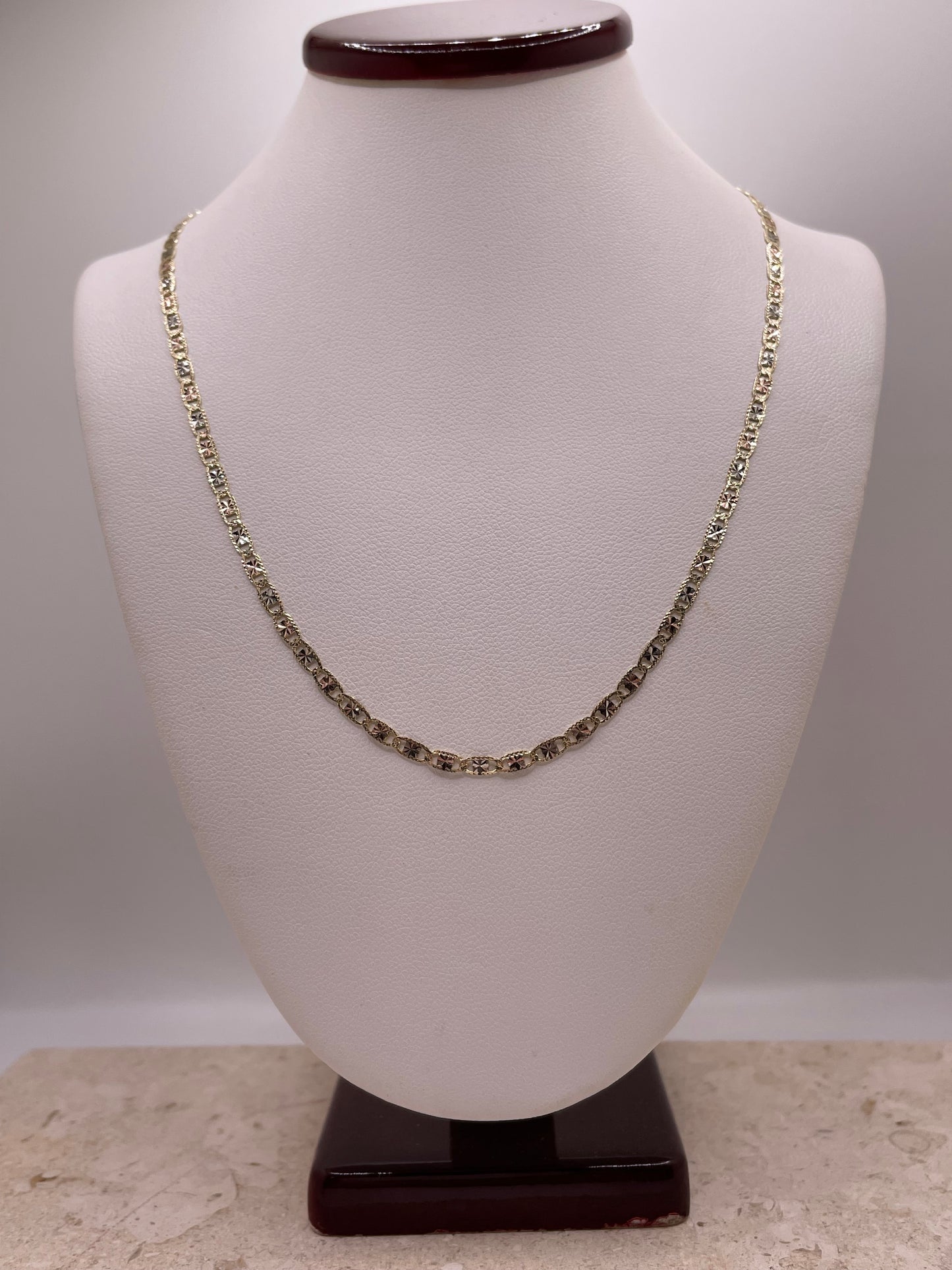 14k gold 3-color diamond-cut valentino chain (2.6mm)