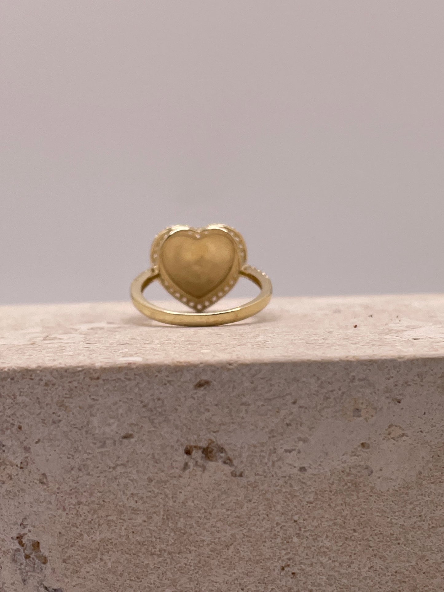 14k gold virgencita heart ring
