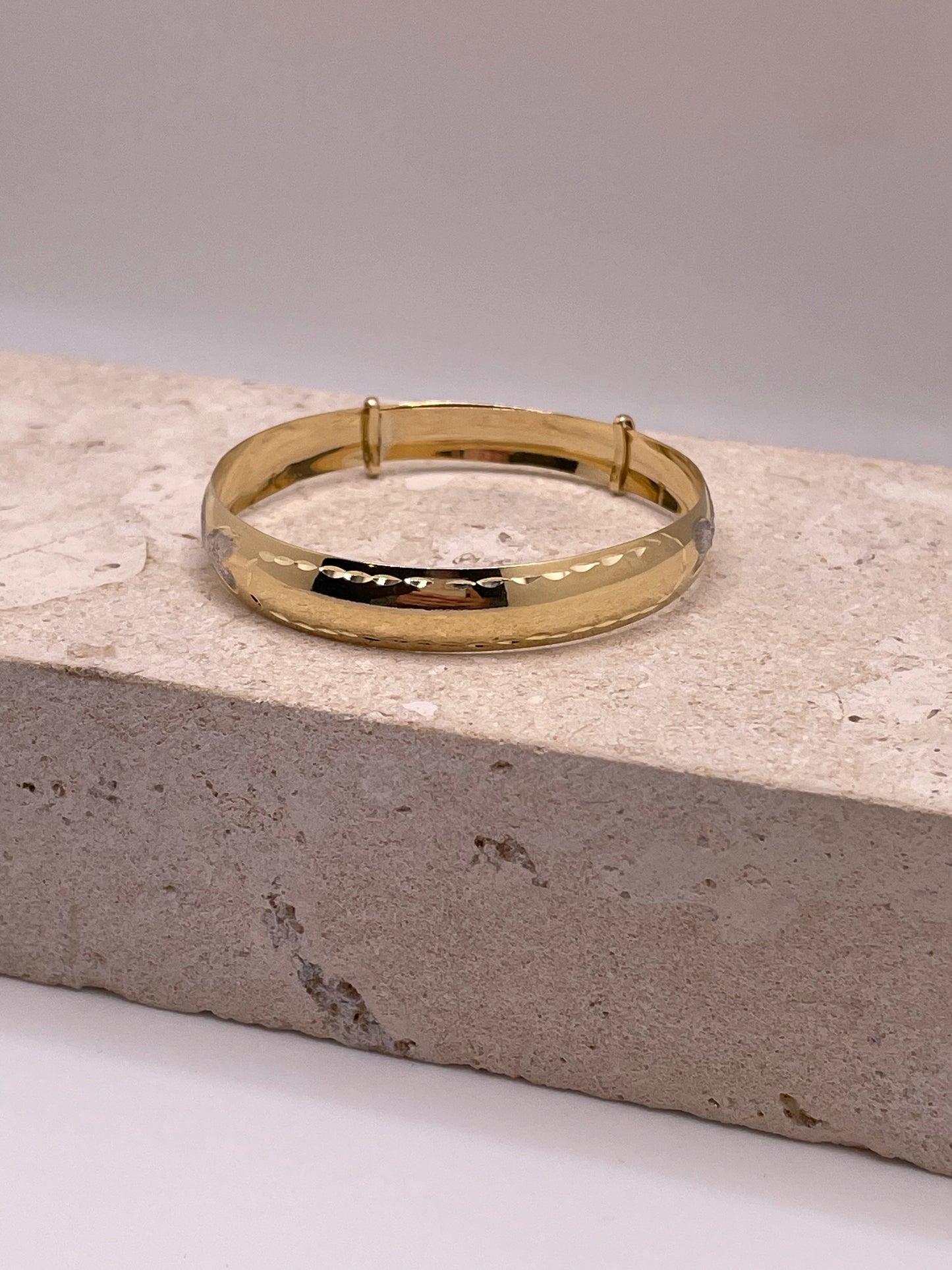 14k gold baby adjustable heart bangle