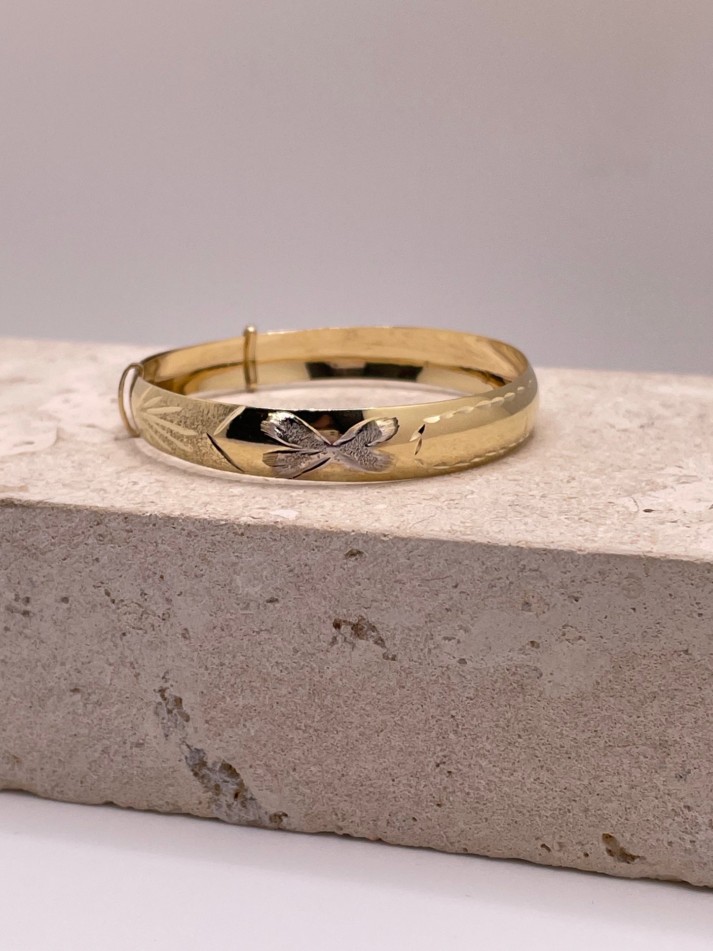 14k gold baby adjustable heart bangle