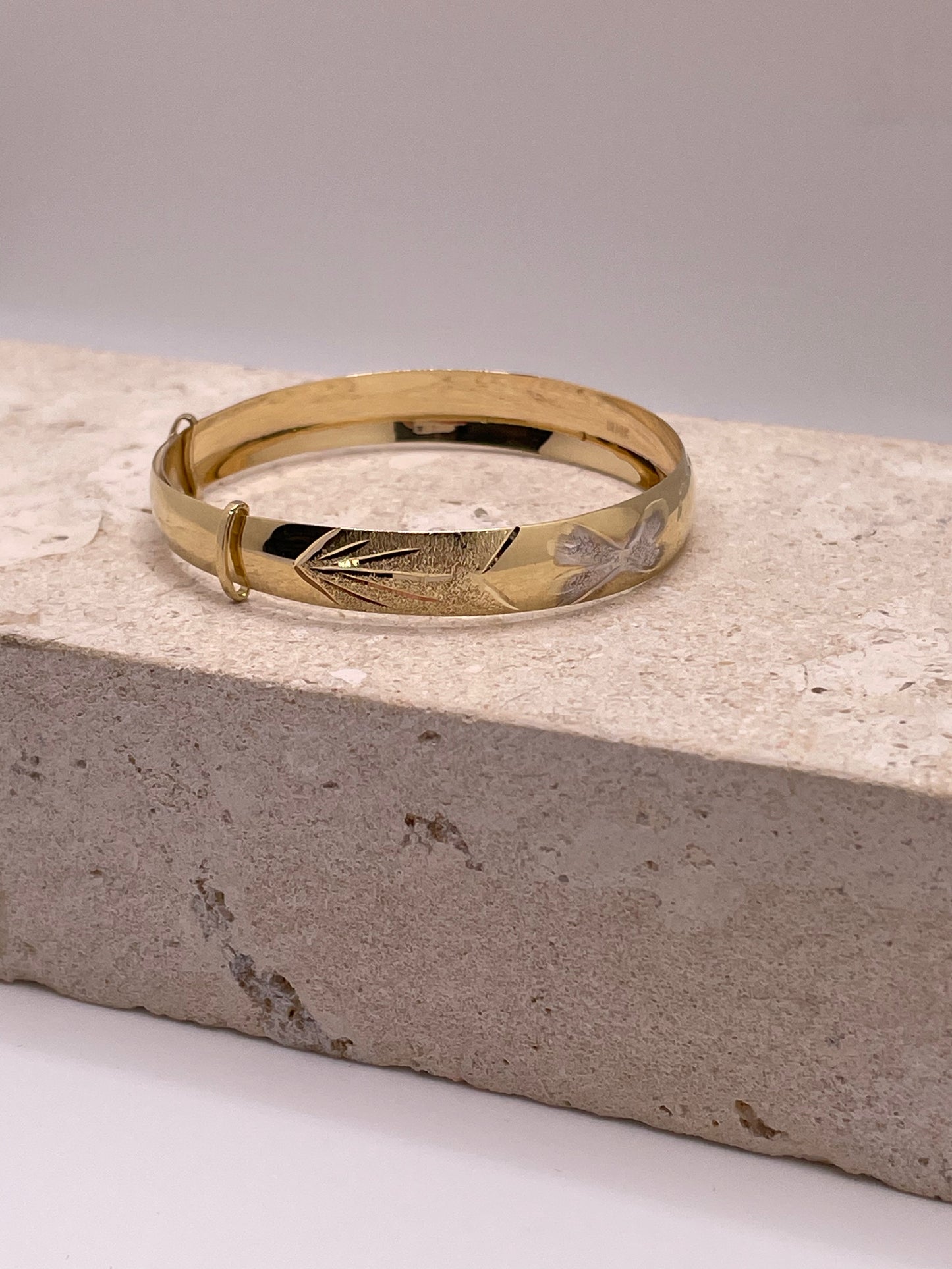 14k gold baby adjustable heart bangle