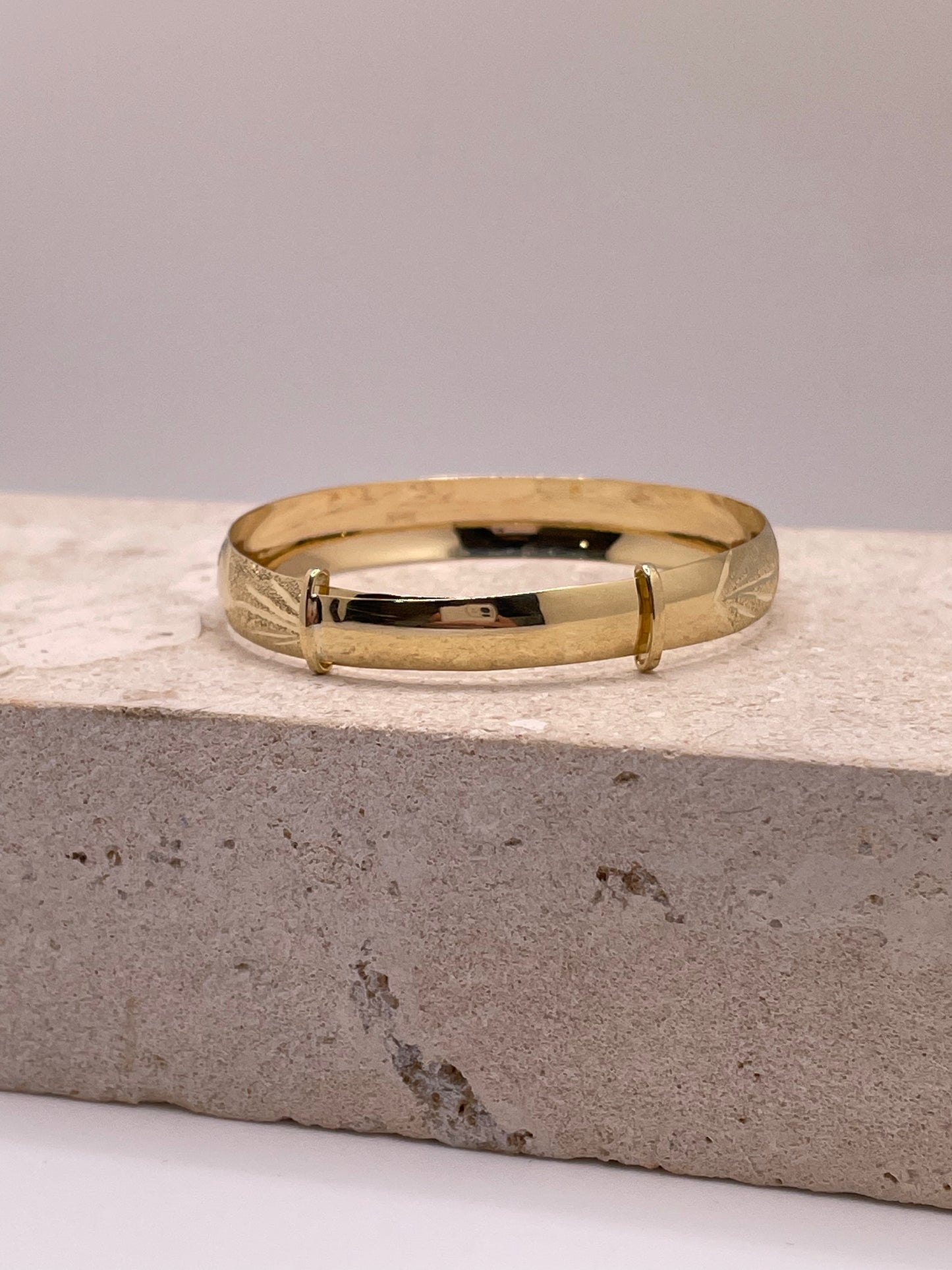 14k gold baby adjustable heart bangle