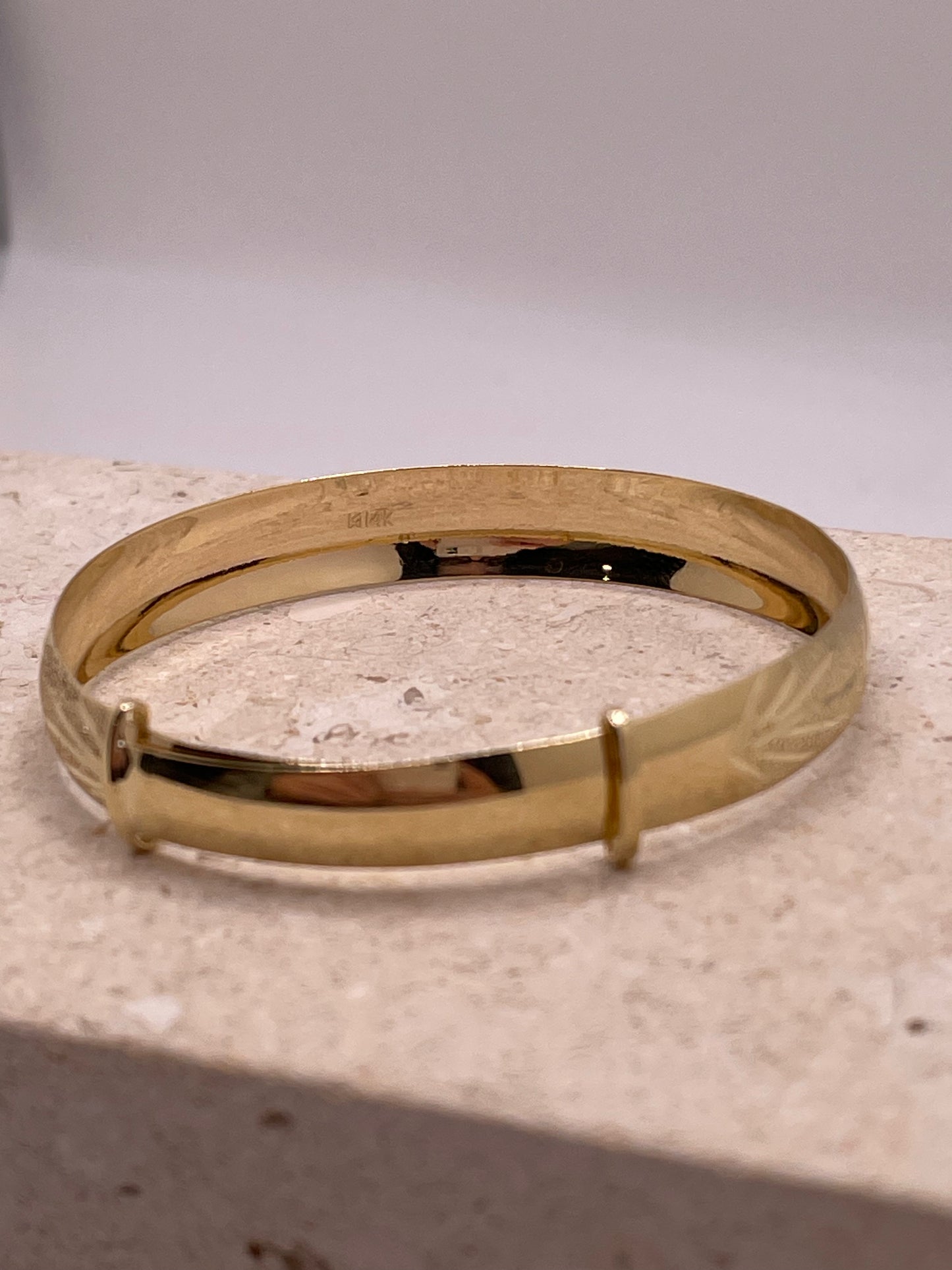 14k gold baby adjustable heart bangle