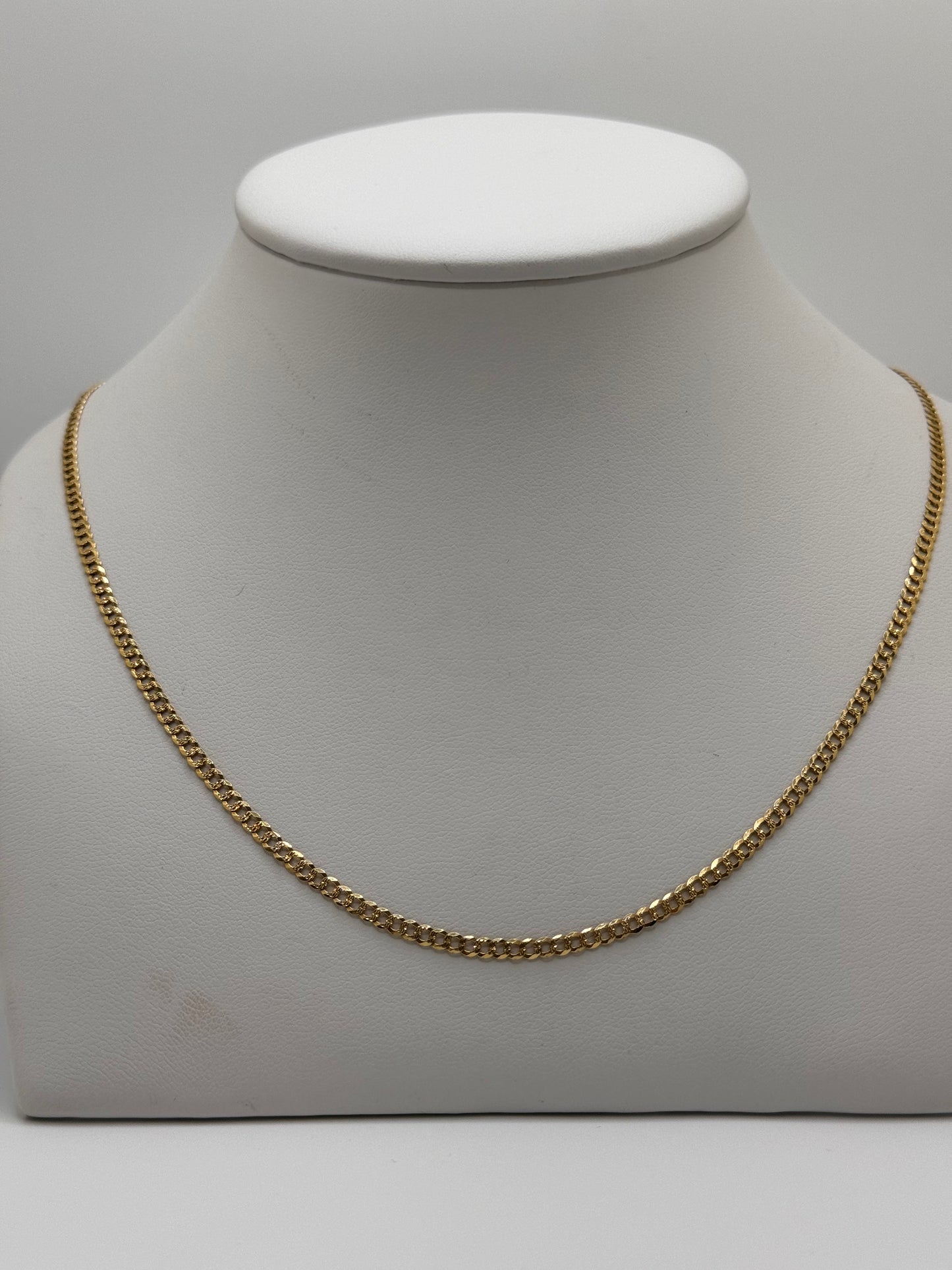 Cadena cubana de oro macizo de 14 quilates, 2,7 mm