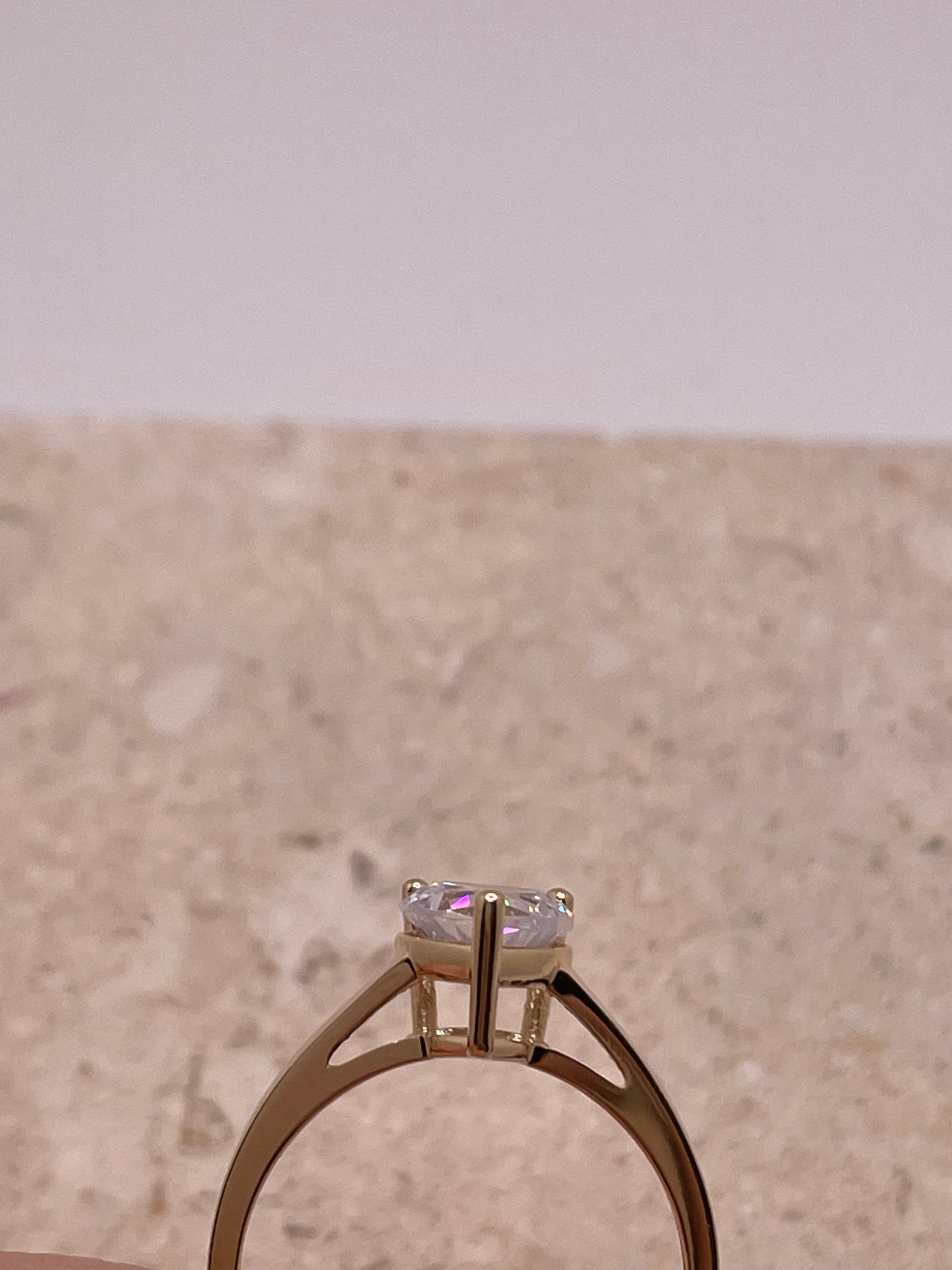 Anillo de boda de compromiso con circonita cúbica de talla corazón de oro macizo de 14 quilates