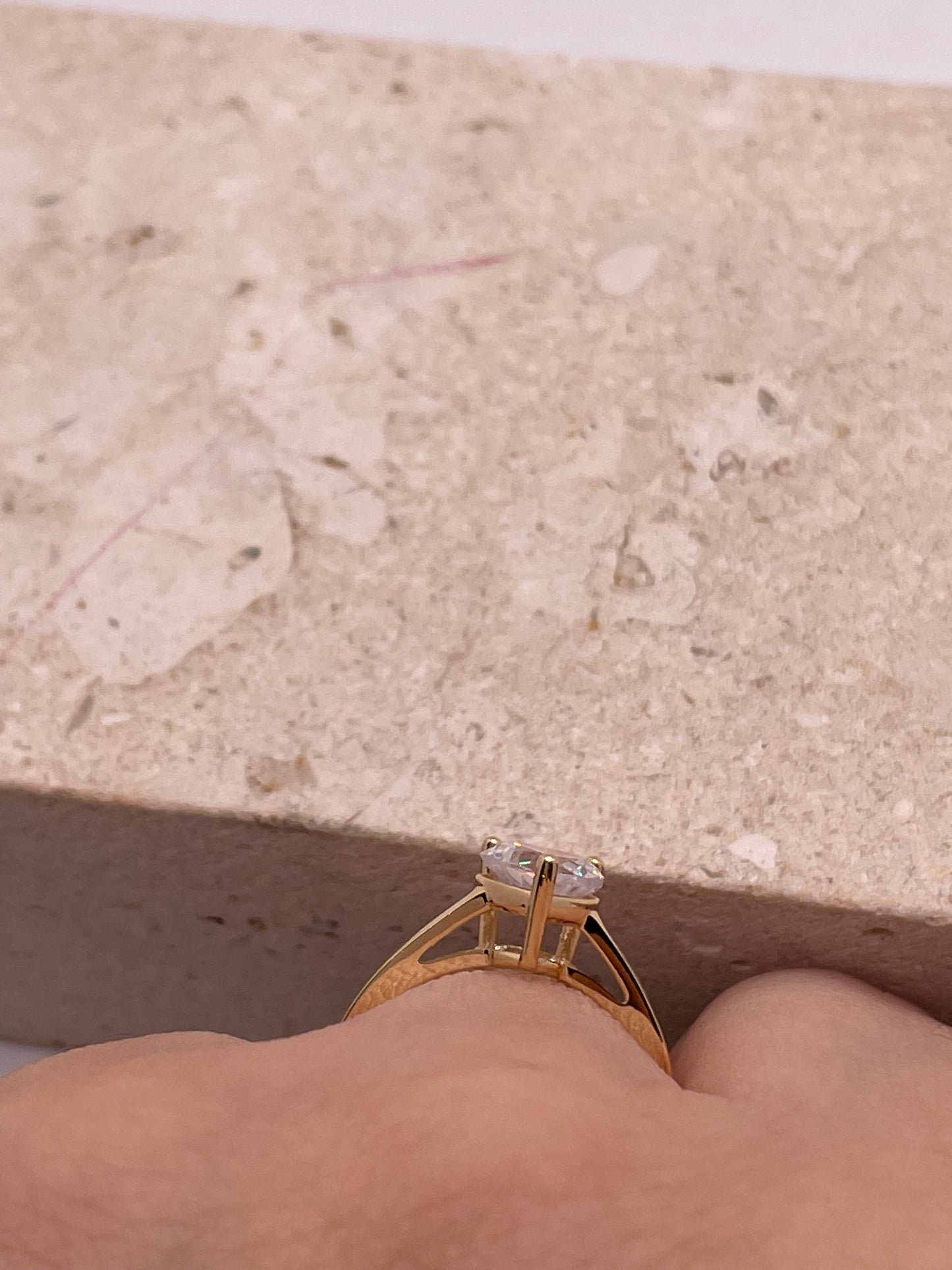 Anillo de boda de compromiso con circonita cúbica de talla corazón de oro macizo de 14 quilates