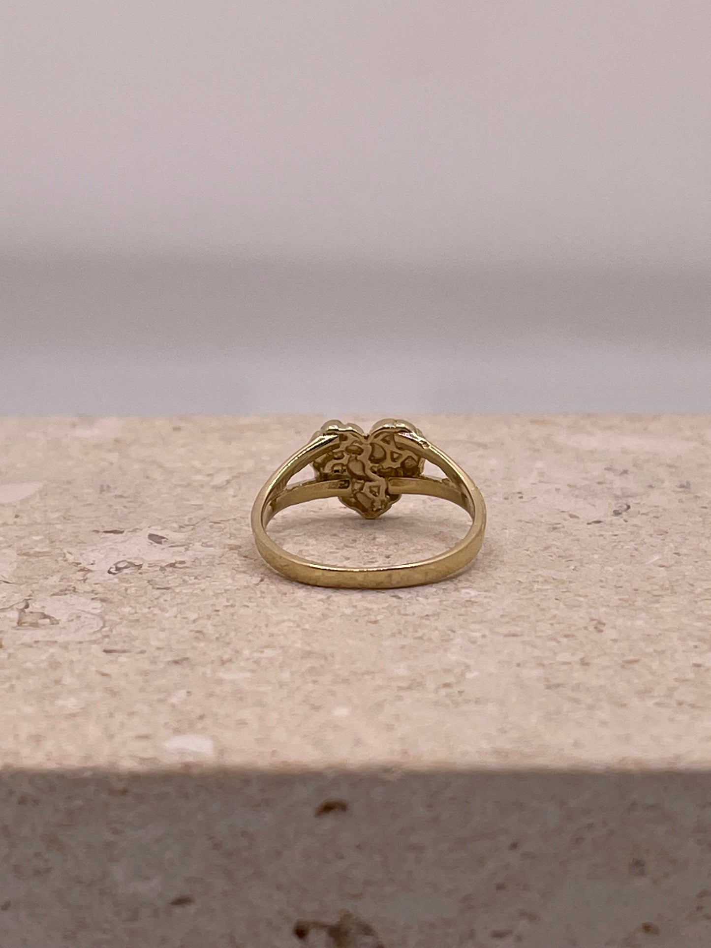 14K Gold Baby Ring or Womens Pinky Ring Heart Nugget