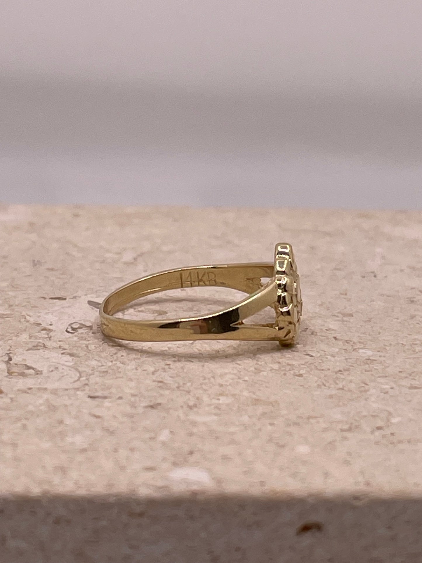 14K Gold Baby Ring or Womens Pinky Ring Heart Nugget