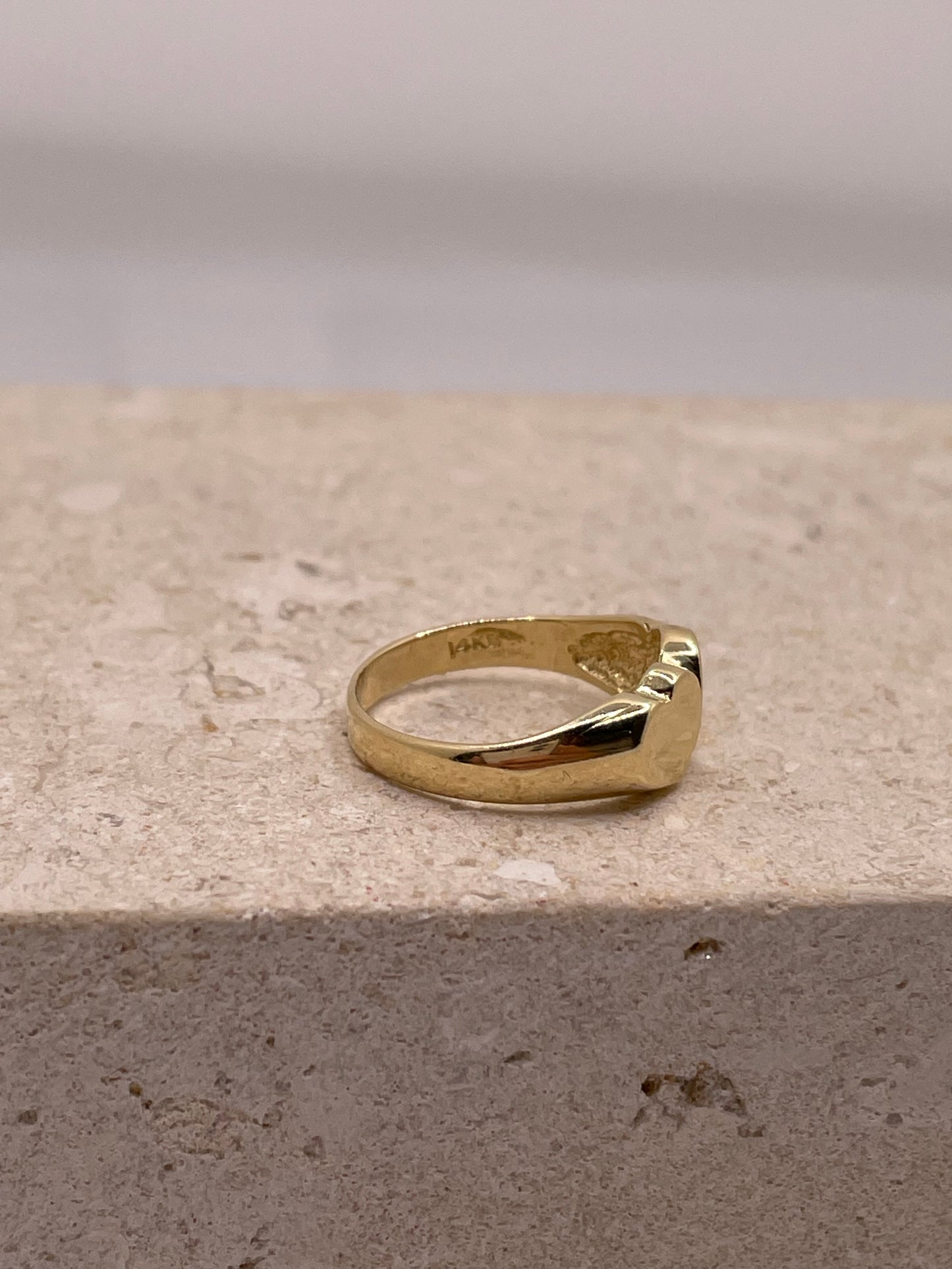 14K double heart baby ring or womens pinky ring