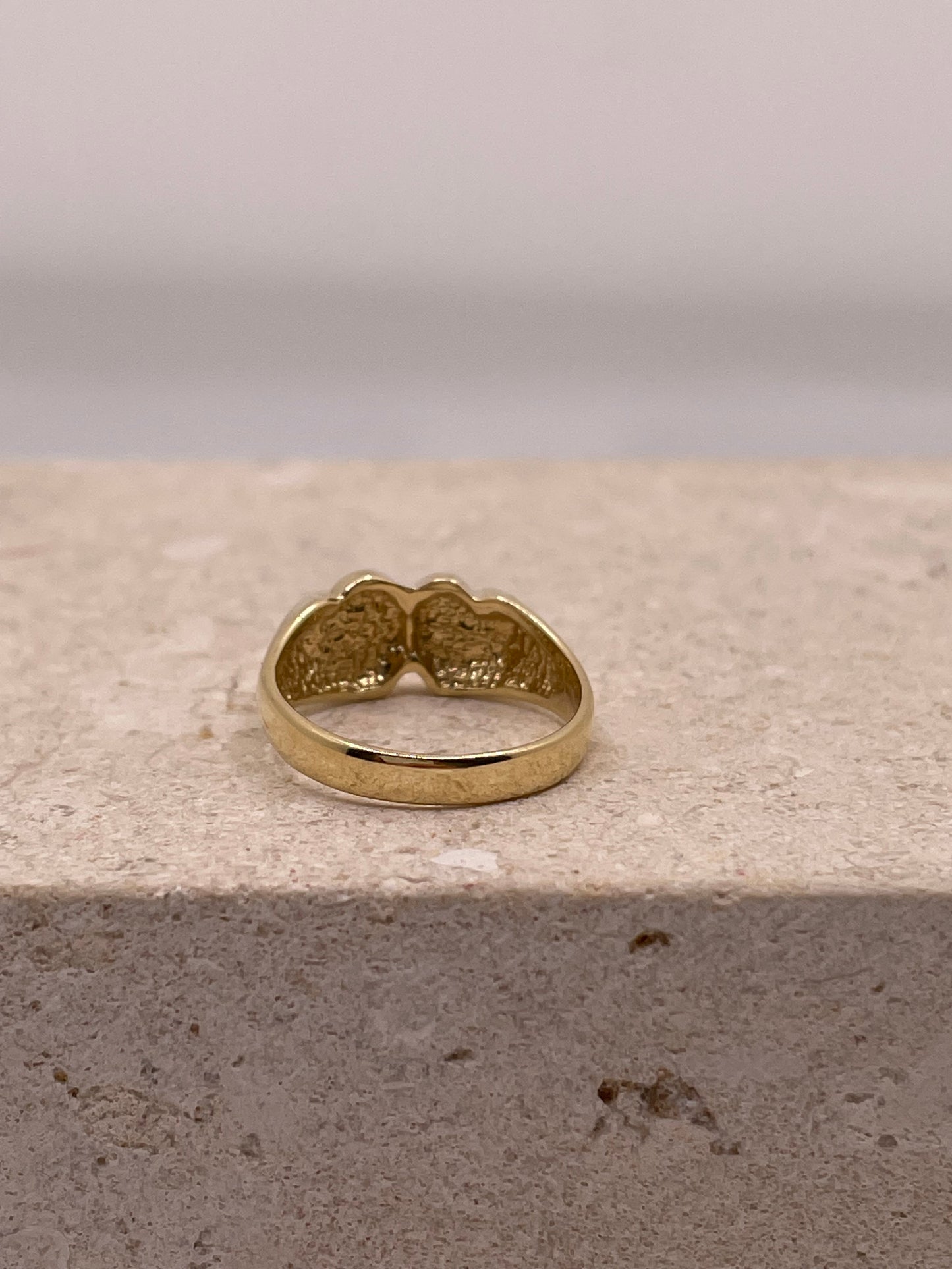 14K double heart baby ring or womens pinky ring
