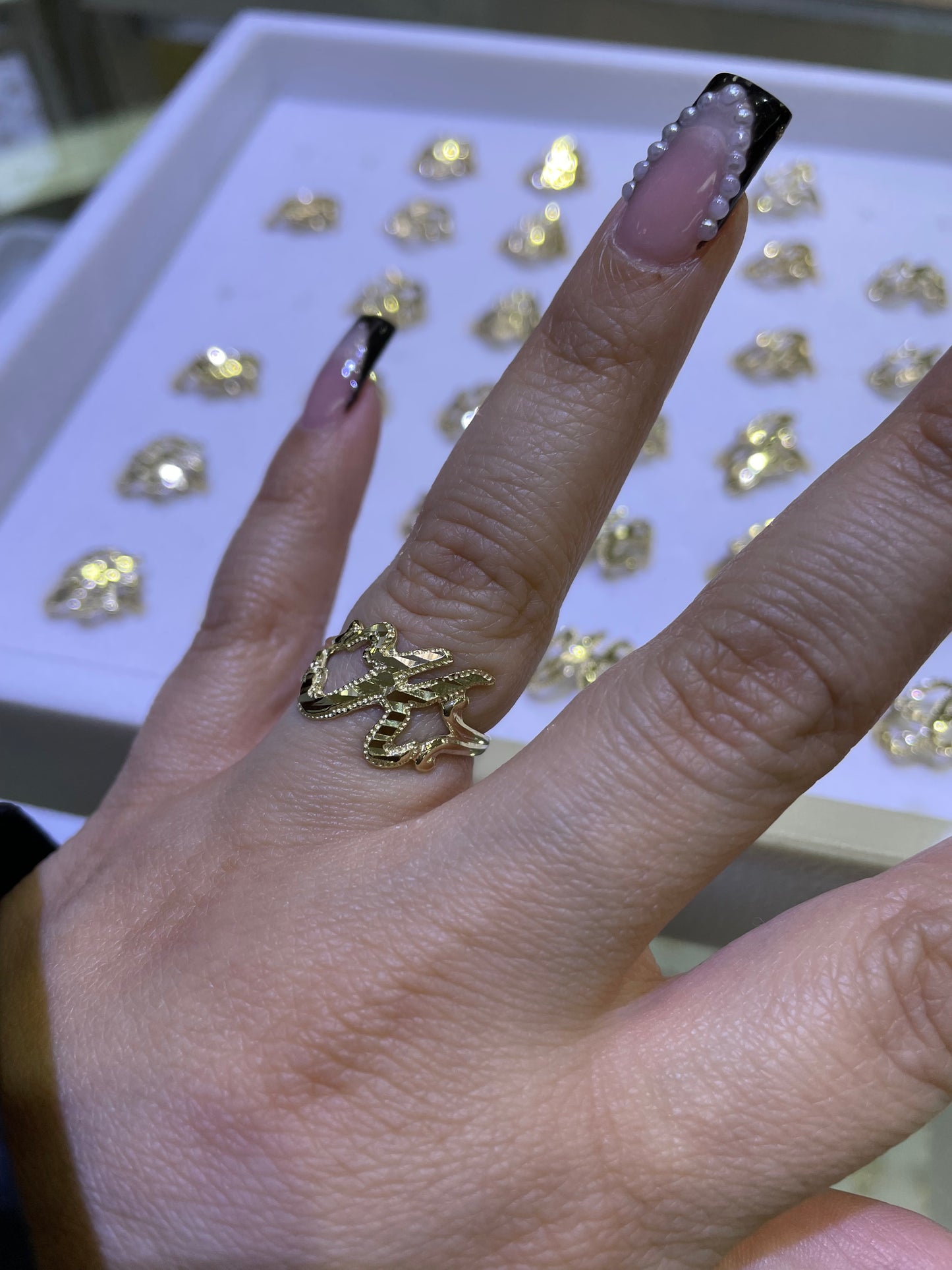 14k gold “k” cursive initial ring