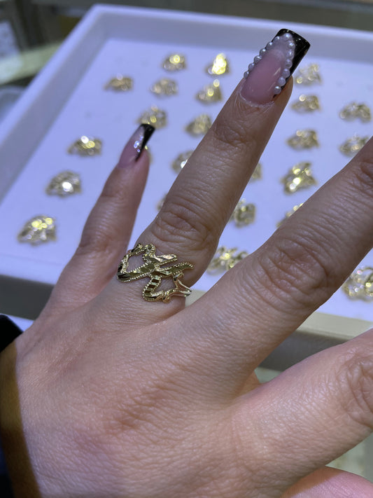 14k gold “k” cursive initial ring