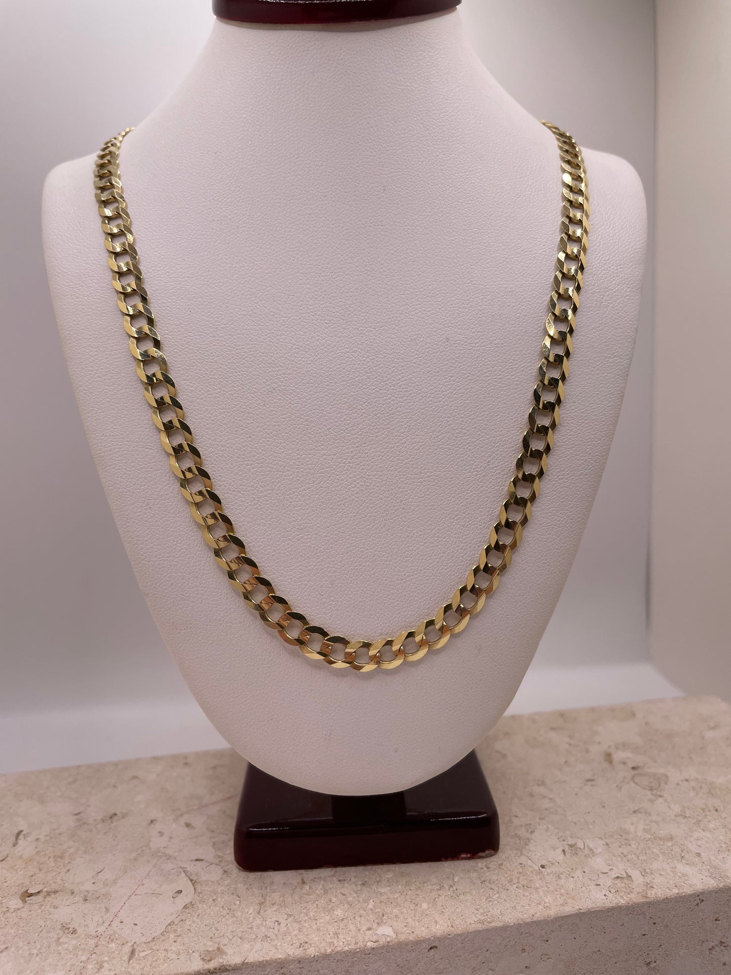 Cadena cubana de oro macizo de 14 quilates, 4,8 mm
