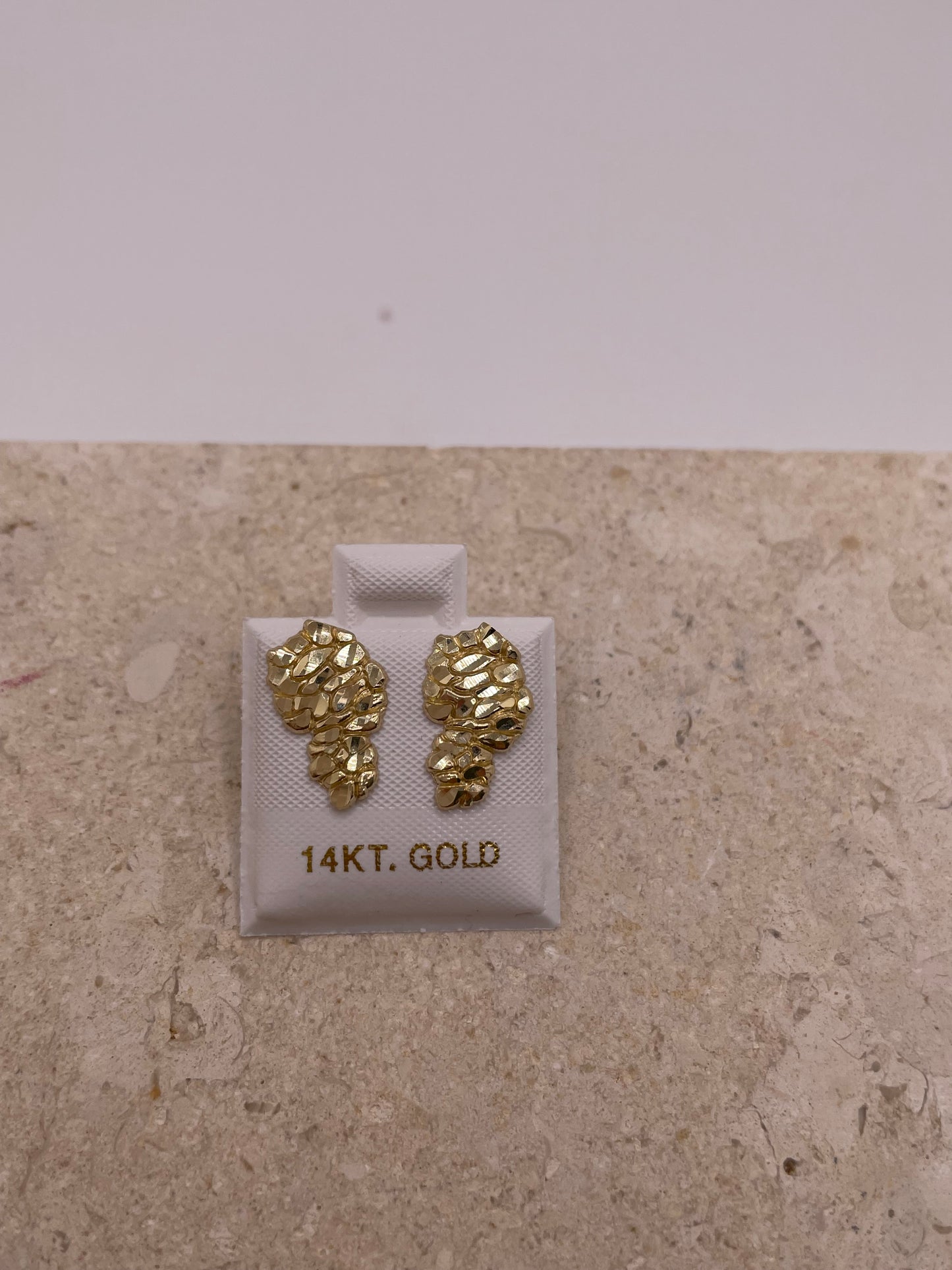 14k gold small nugget unisex stud earrings