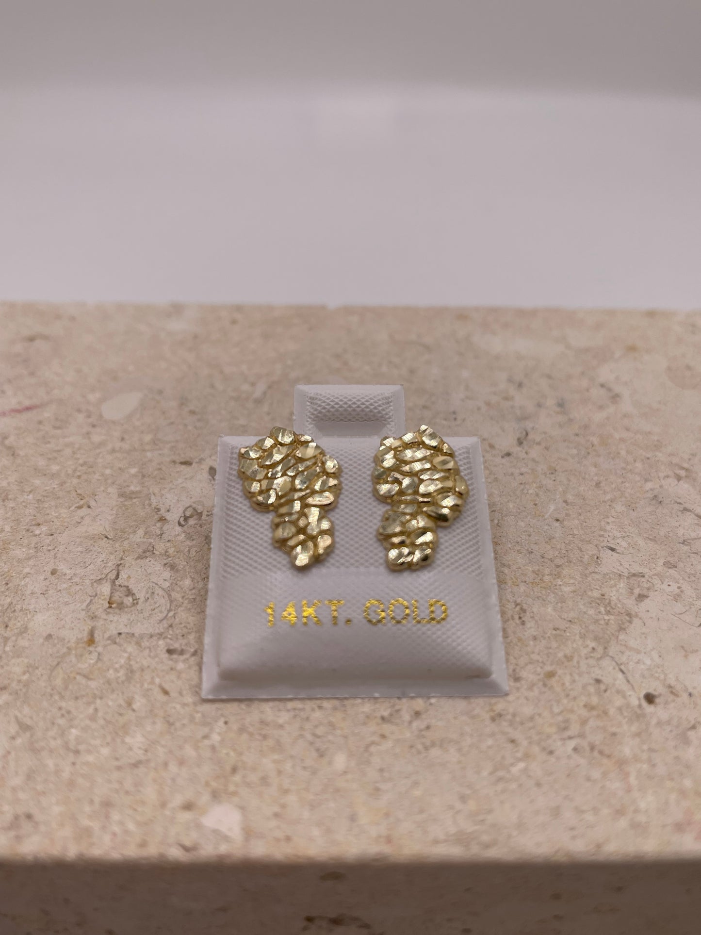 14k gold small nugget unisex stud earrings