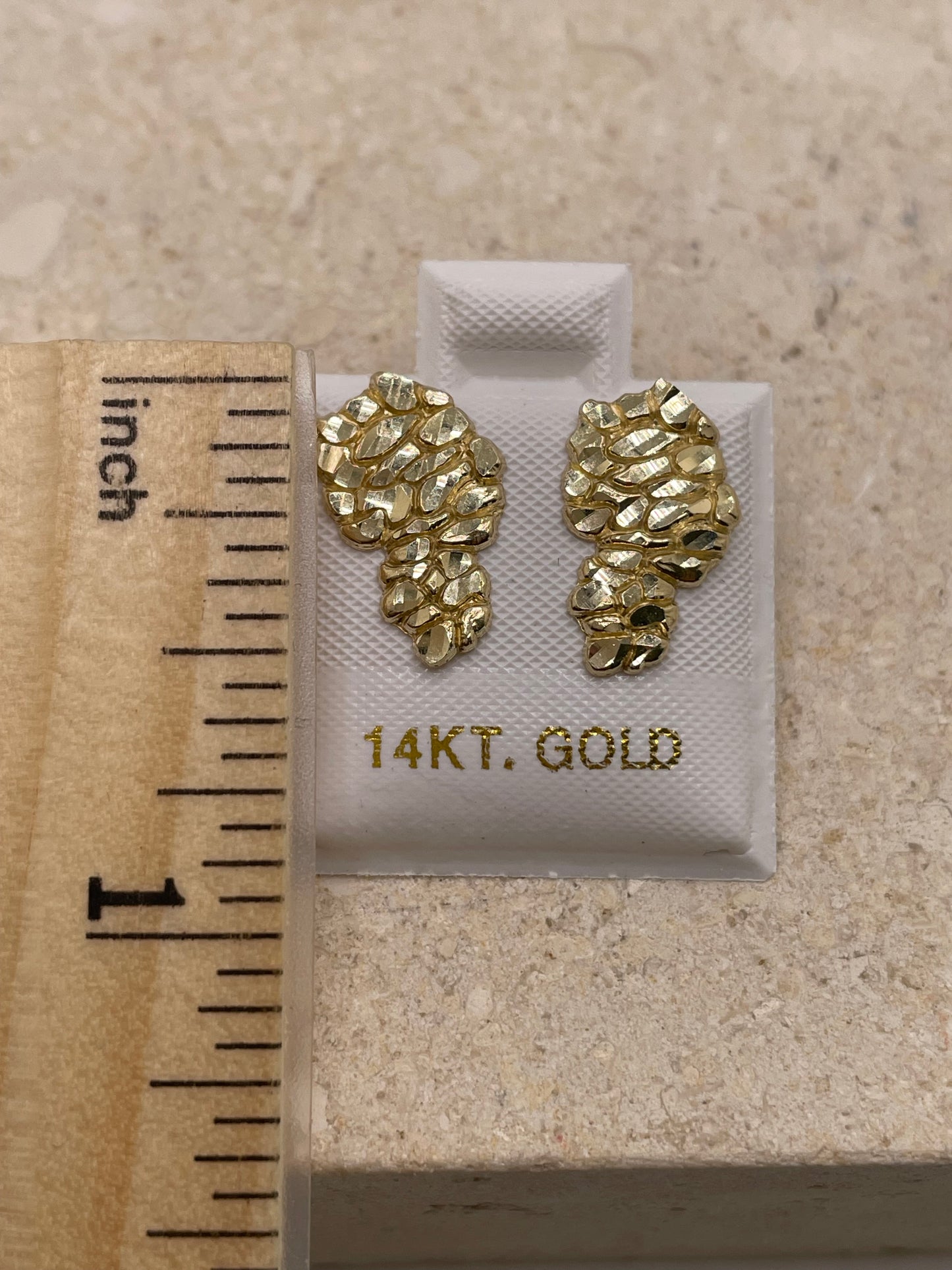 14k gold small nugget unisex stud earrings