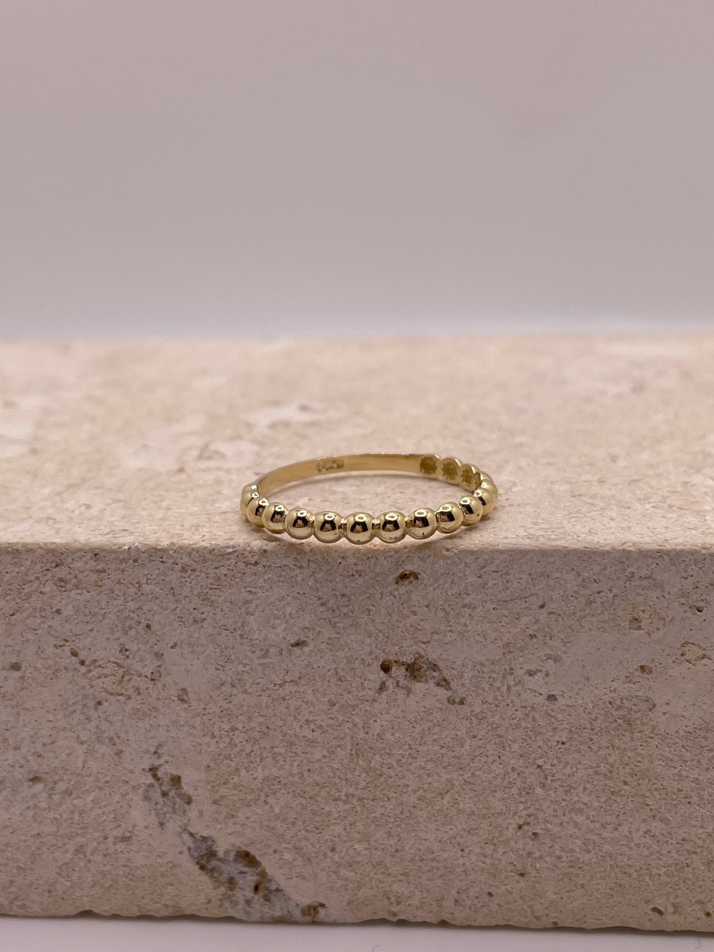 14k yellow gold beaded thumb stackable ring (3128)