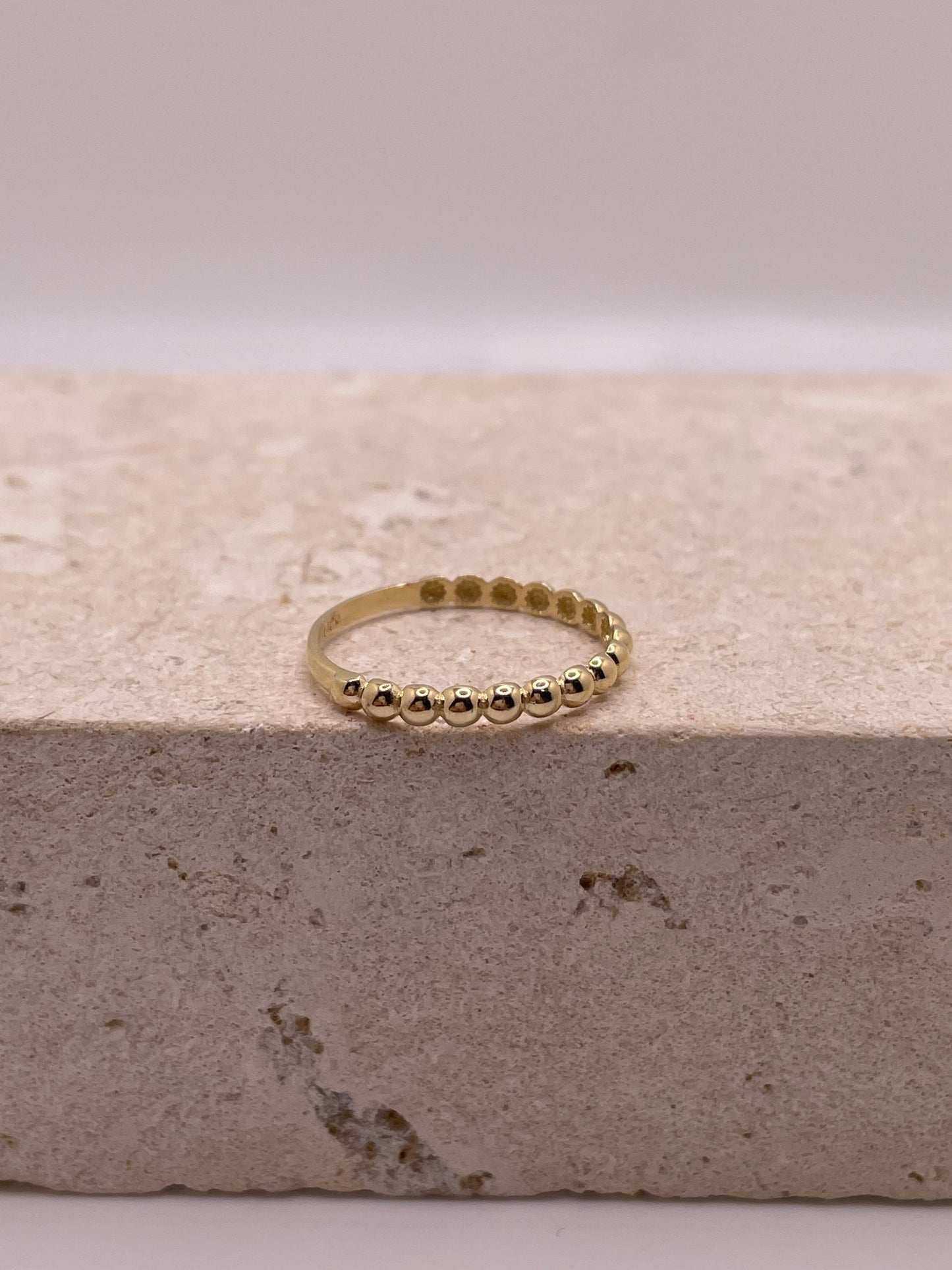 14k yellow gold beaded thumb stackable ring (3128)