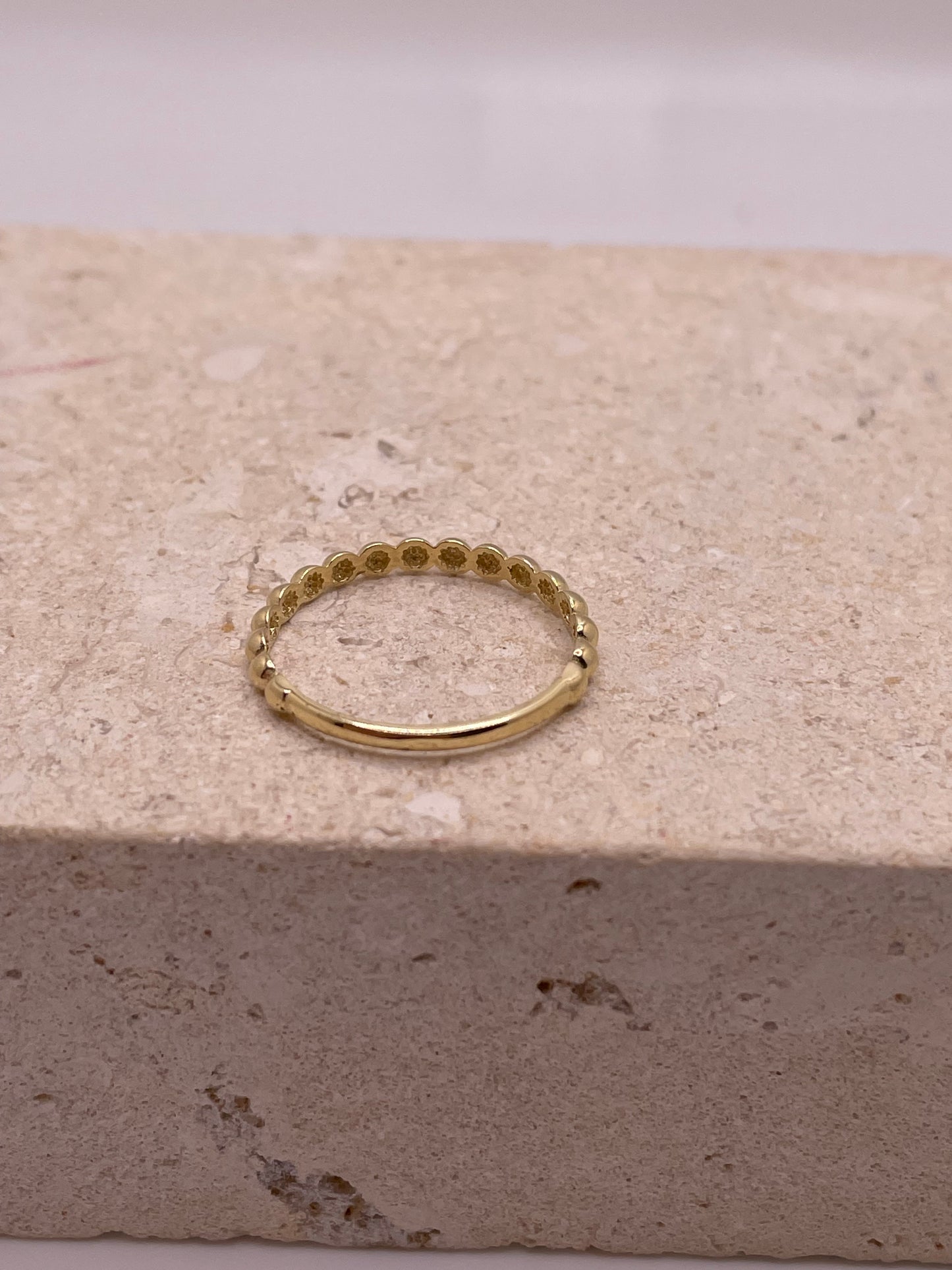 14k yellow gold beaded thumb stackable ring (3128)