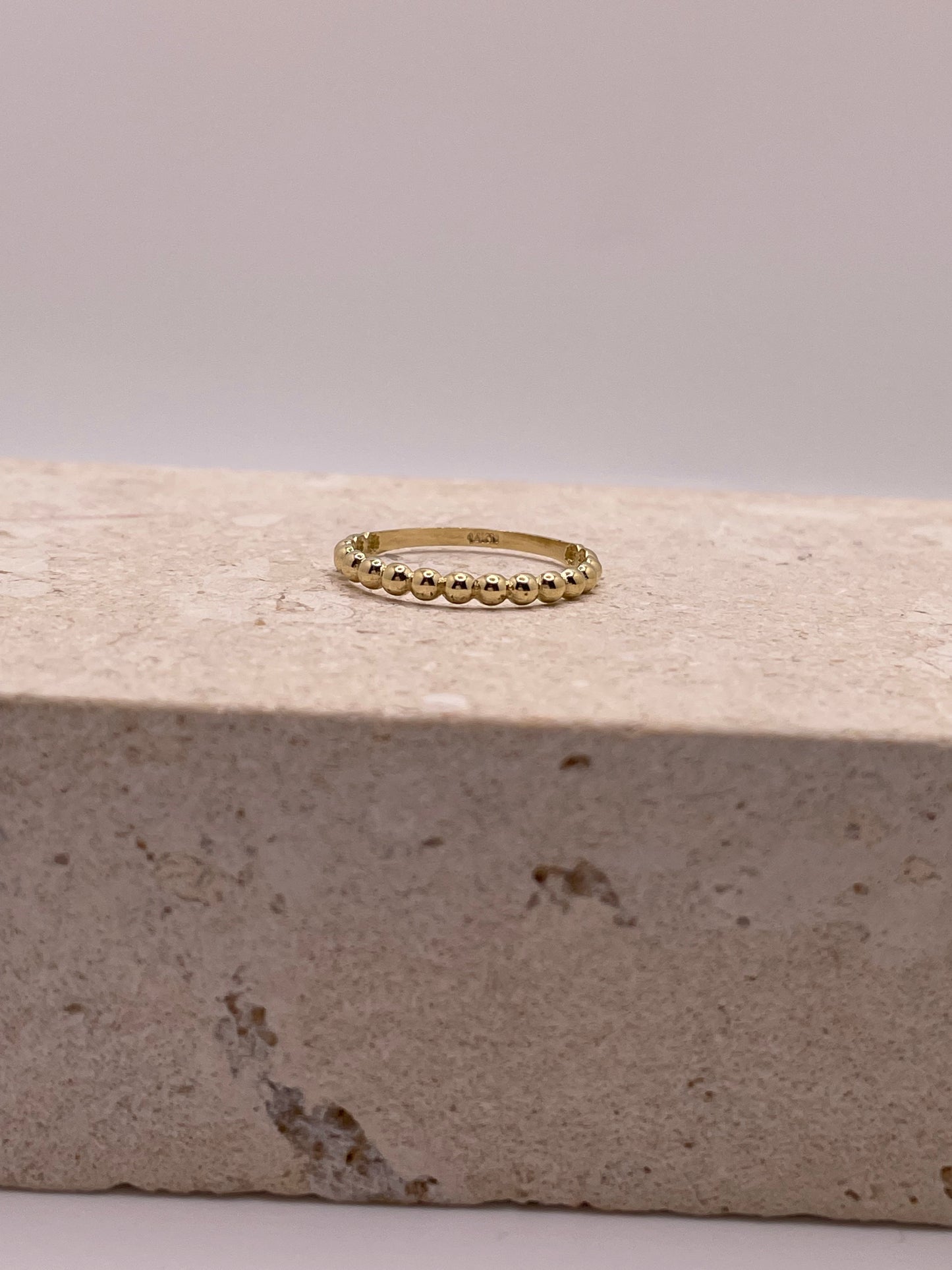 14k yellow gold beaded thumb stackable ring (3128)