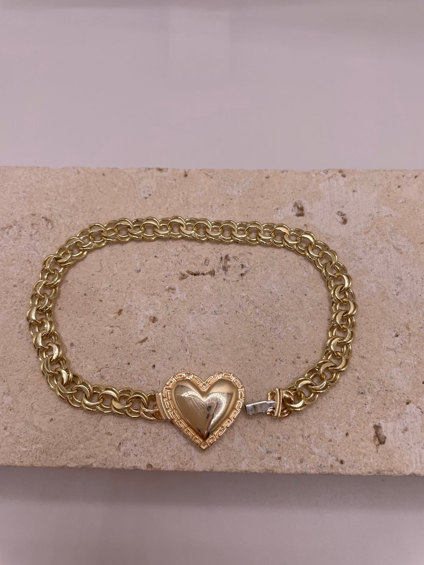14k gold chino bracelet with heart