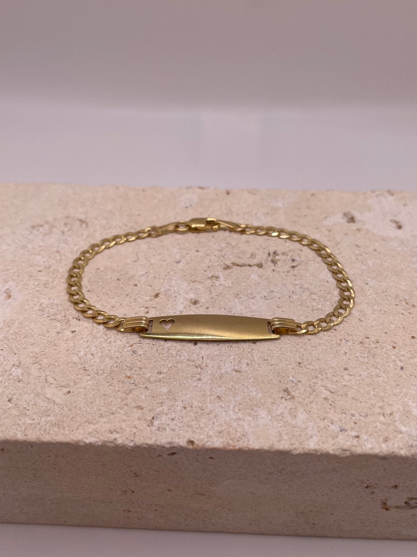 14k gold baby id cuban bracelet with heart cut-out (89)