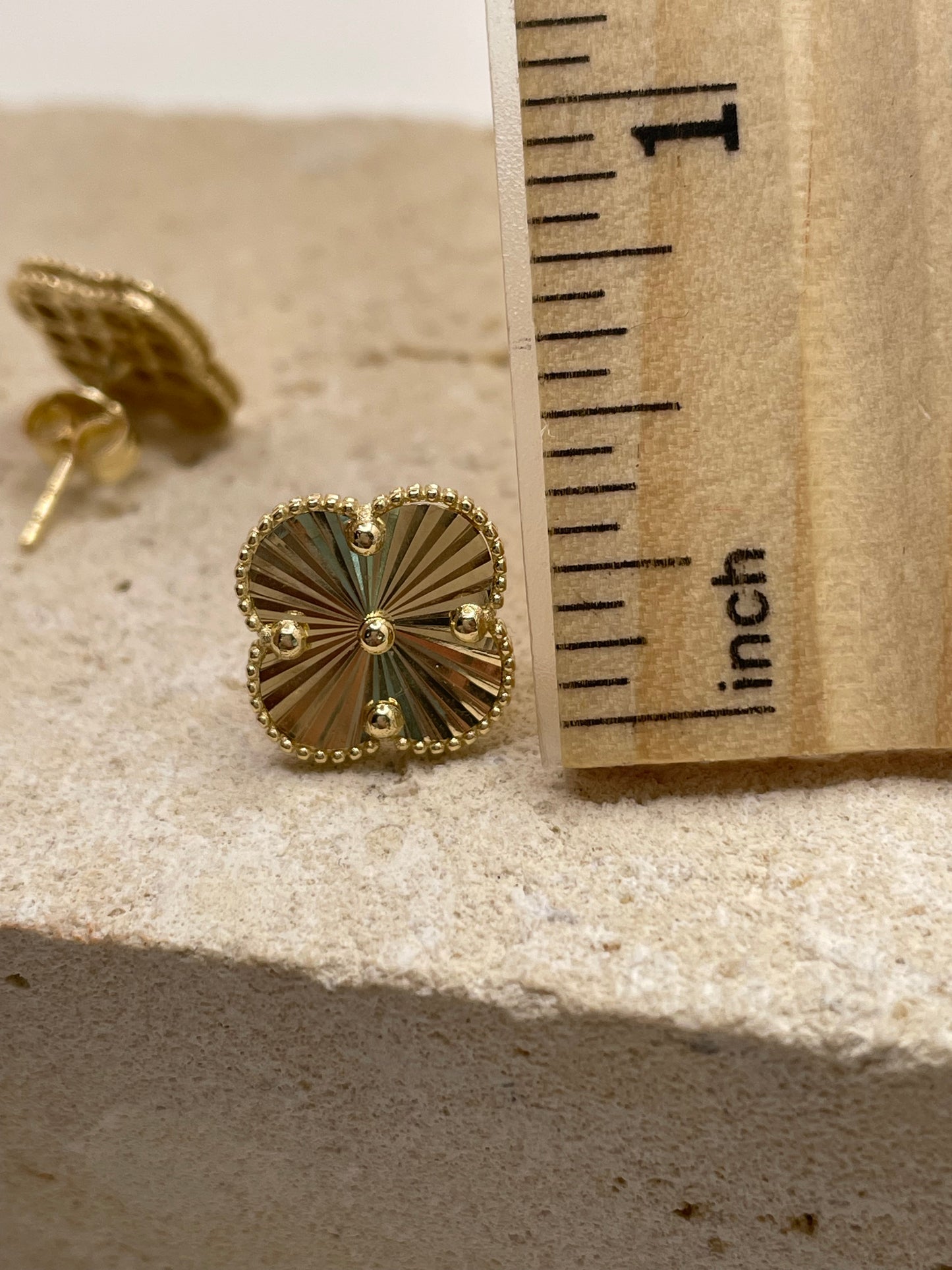 14k gold medium clover earrings with butterfly pushback