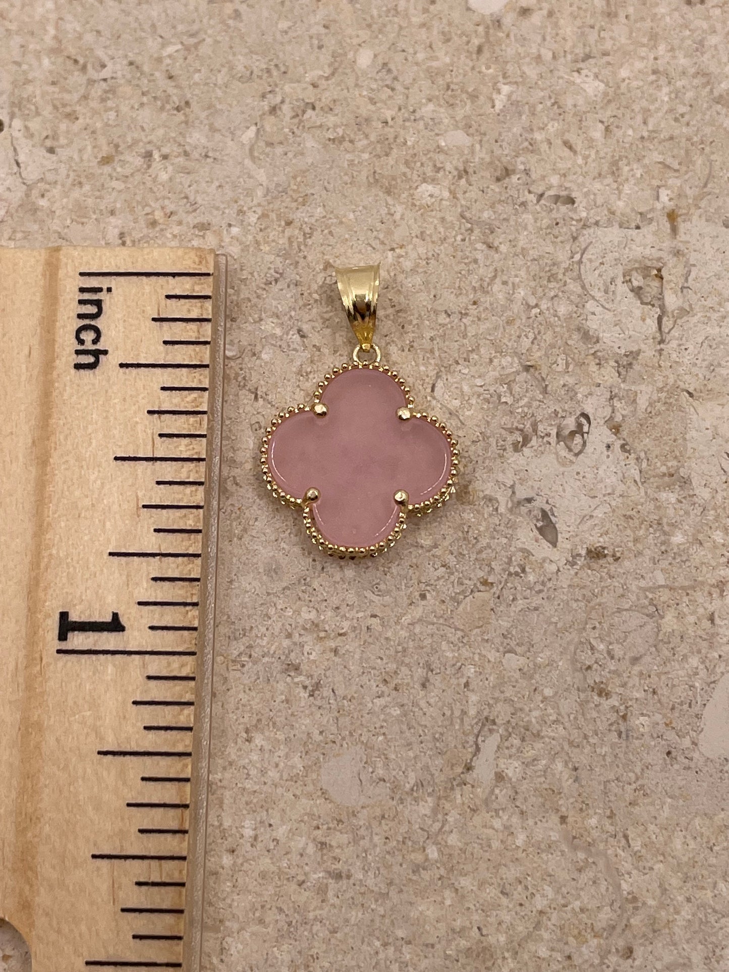 14k gold clover pendant (black, gold, pink, white)