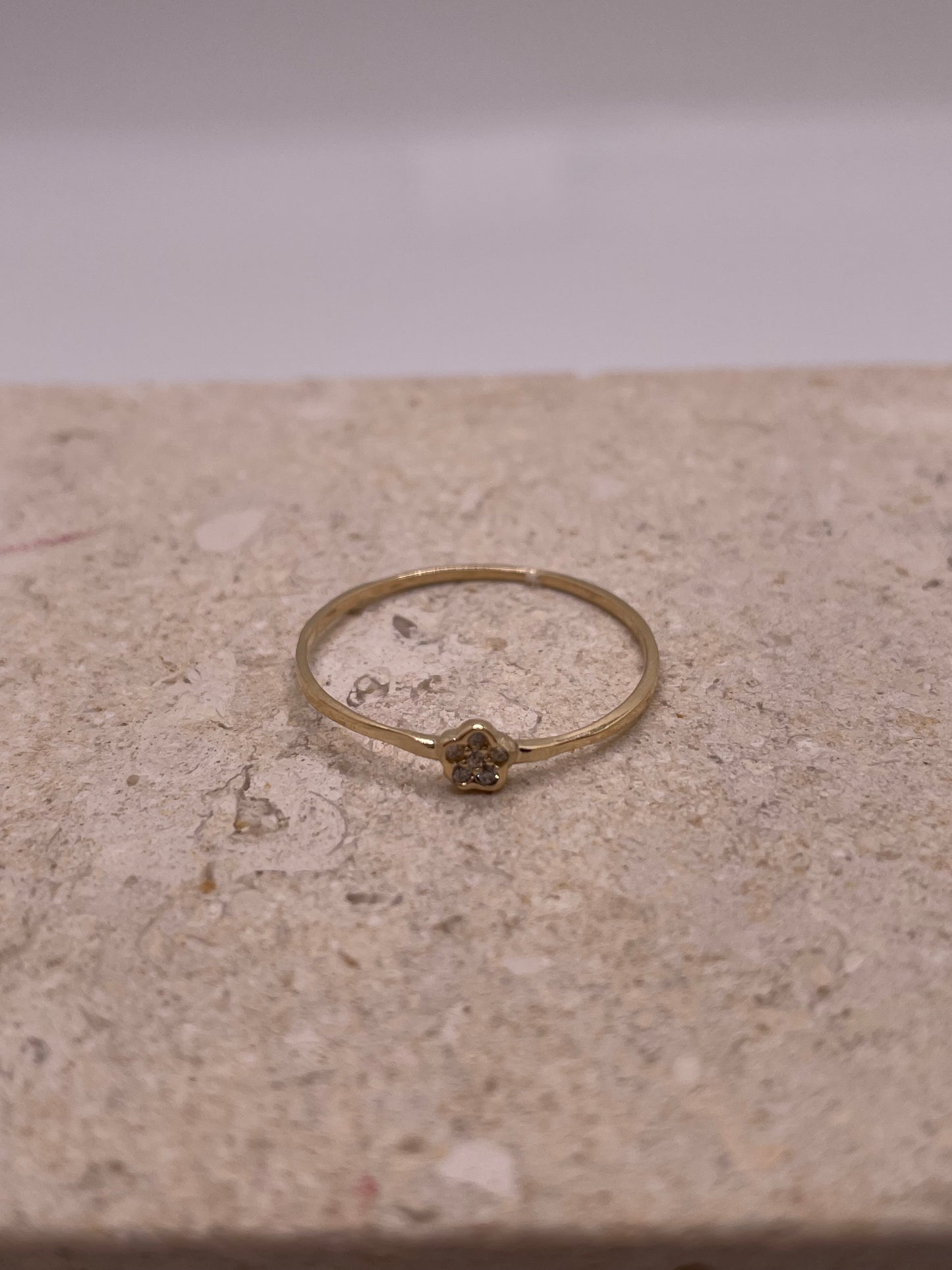 14k gold dainty cz flower ring