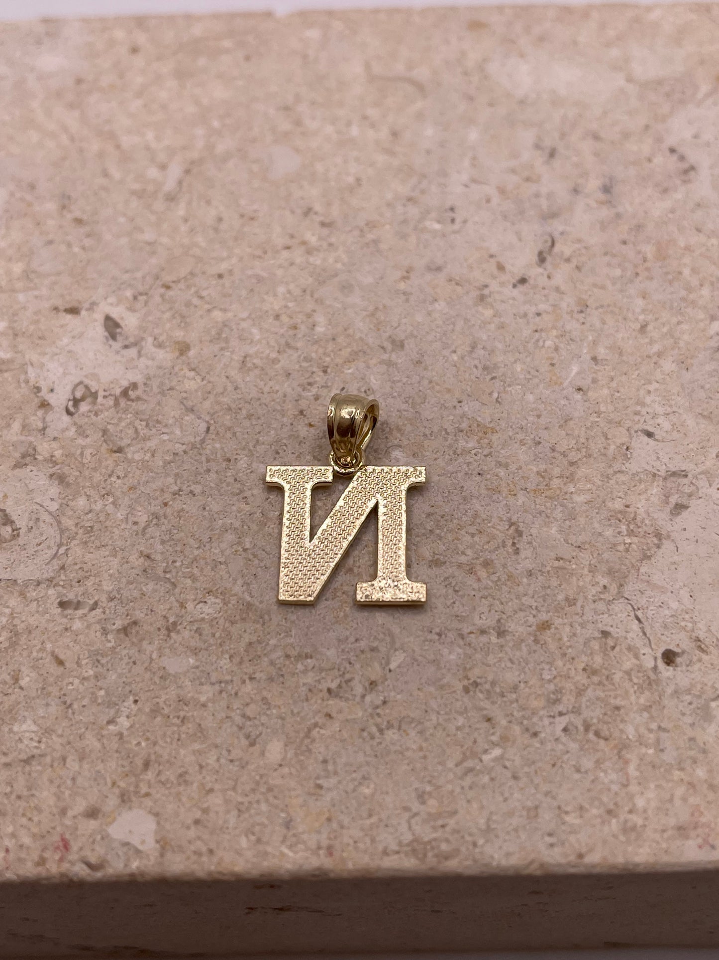 14k gold two tone initial pendant