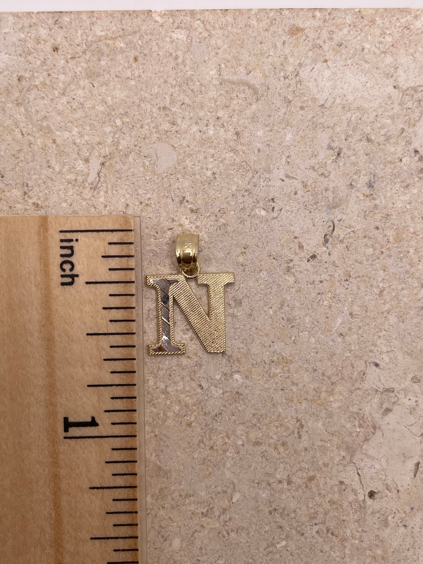 14k gold two tone initial pendant