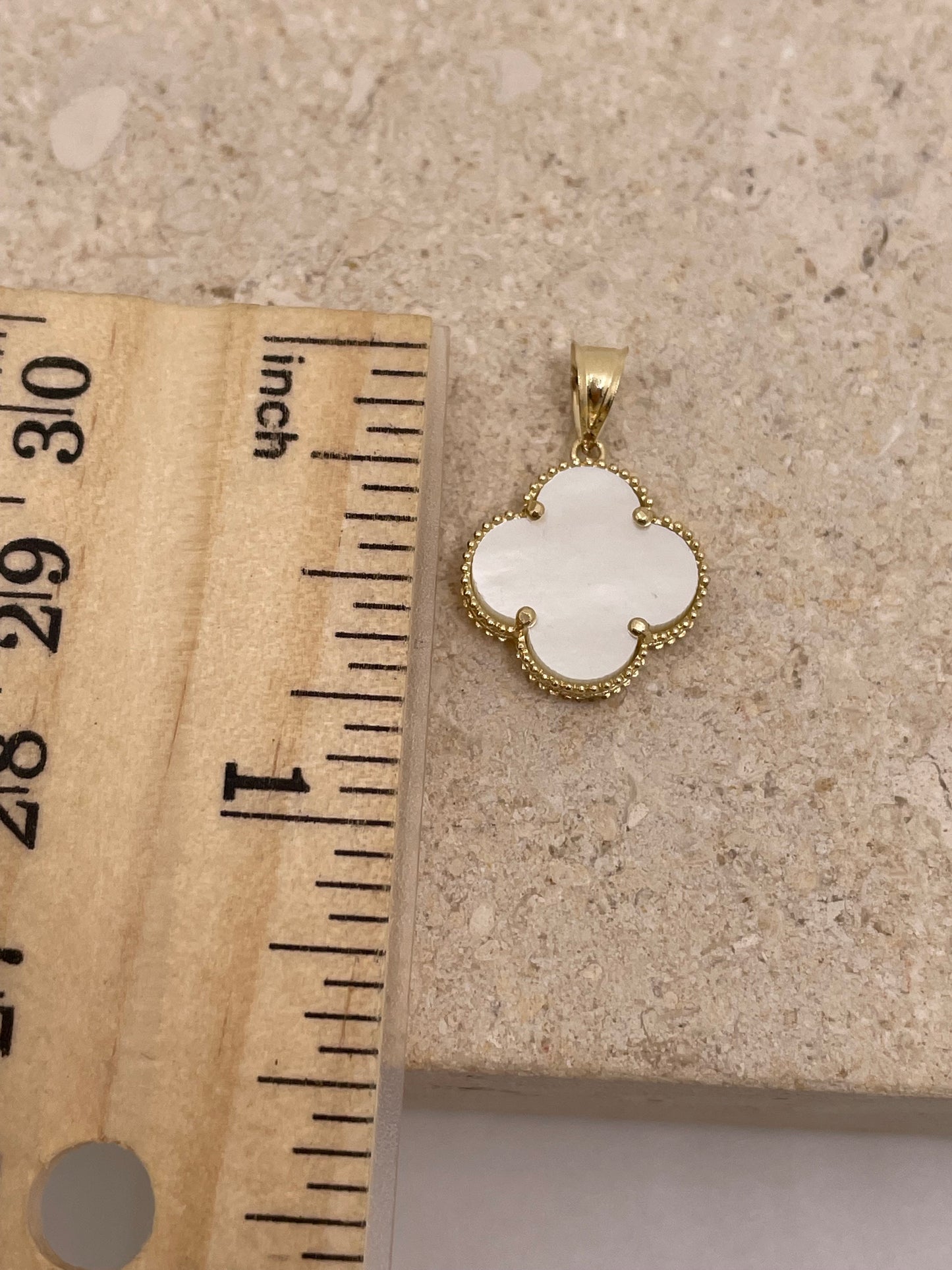 14k gold clover pendant (black, gold, pink, white)