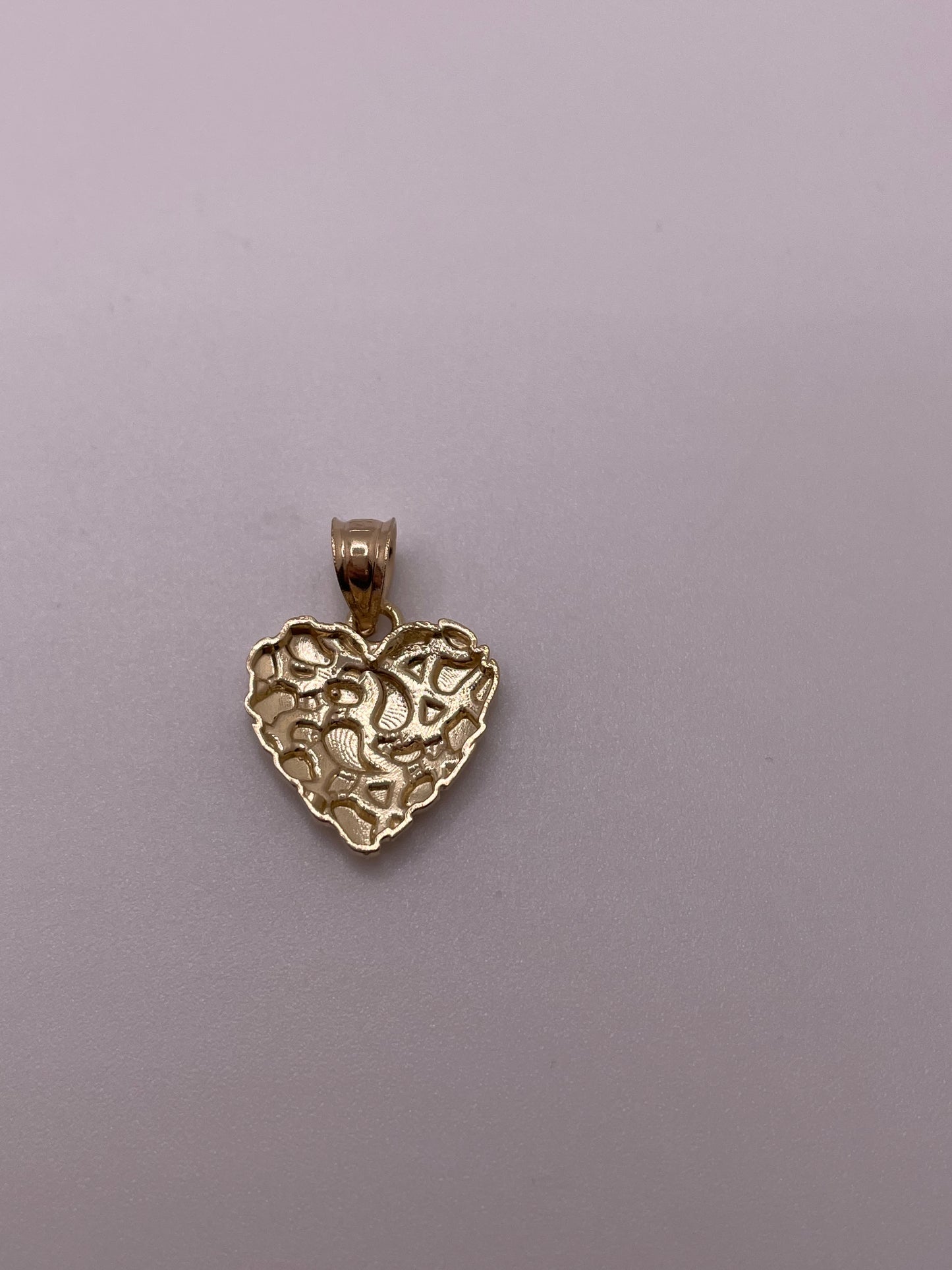 14k gold small heart nugget pendant