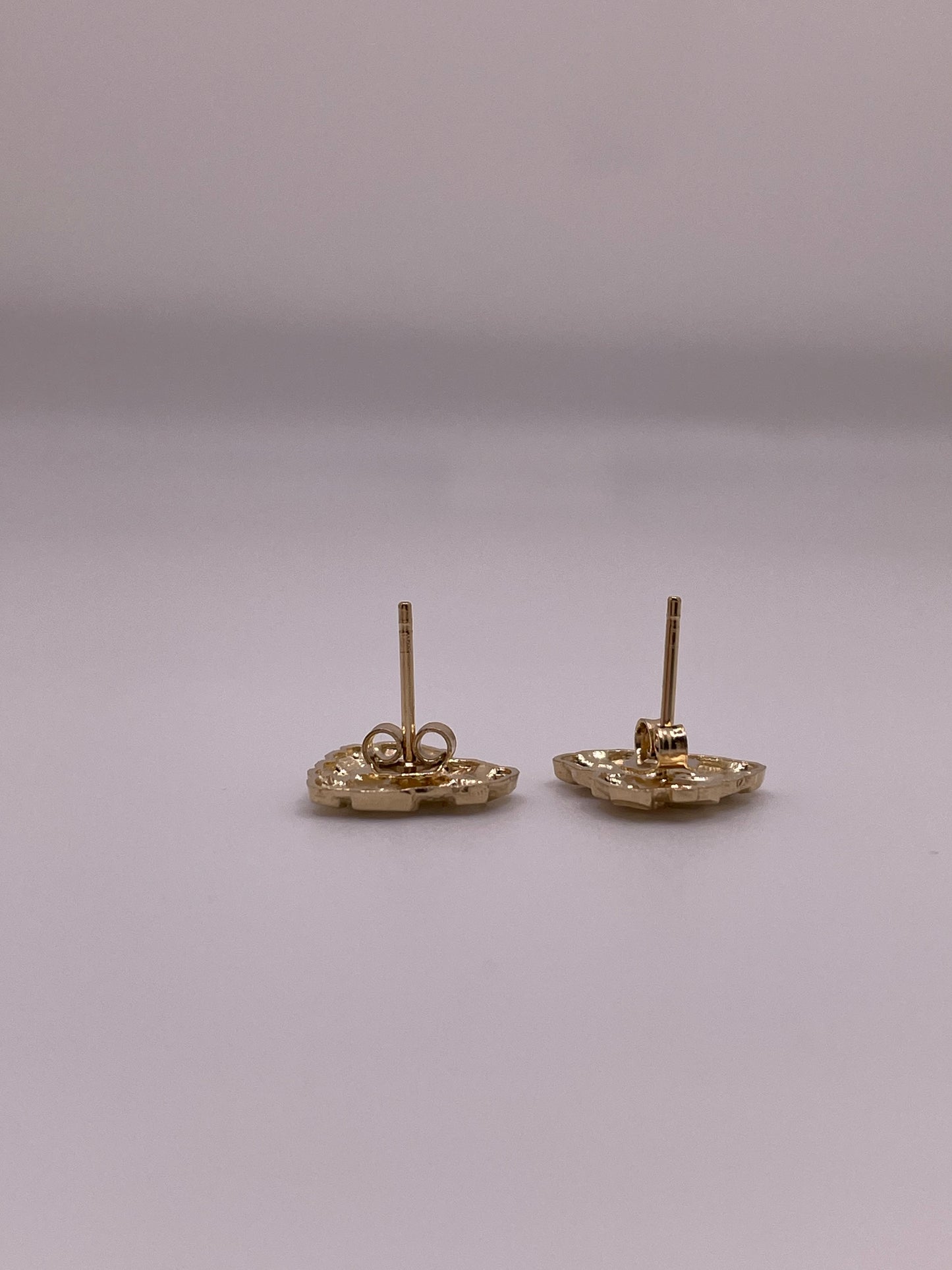 14k gold small clover earrings with butterfly pushback