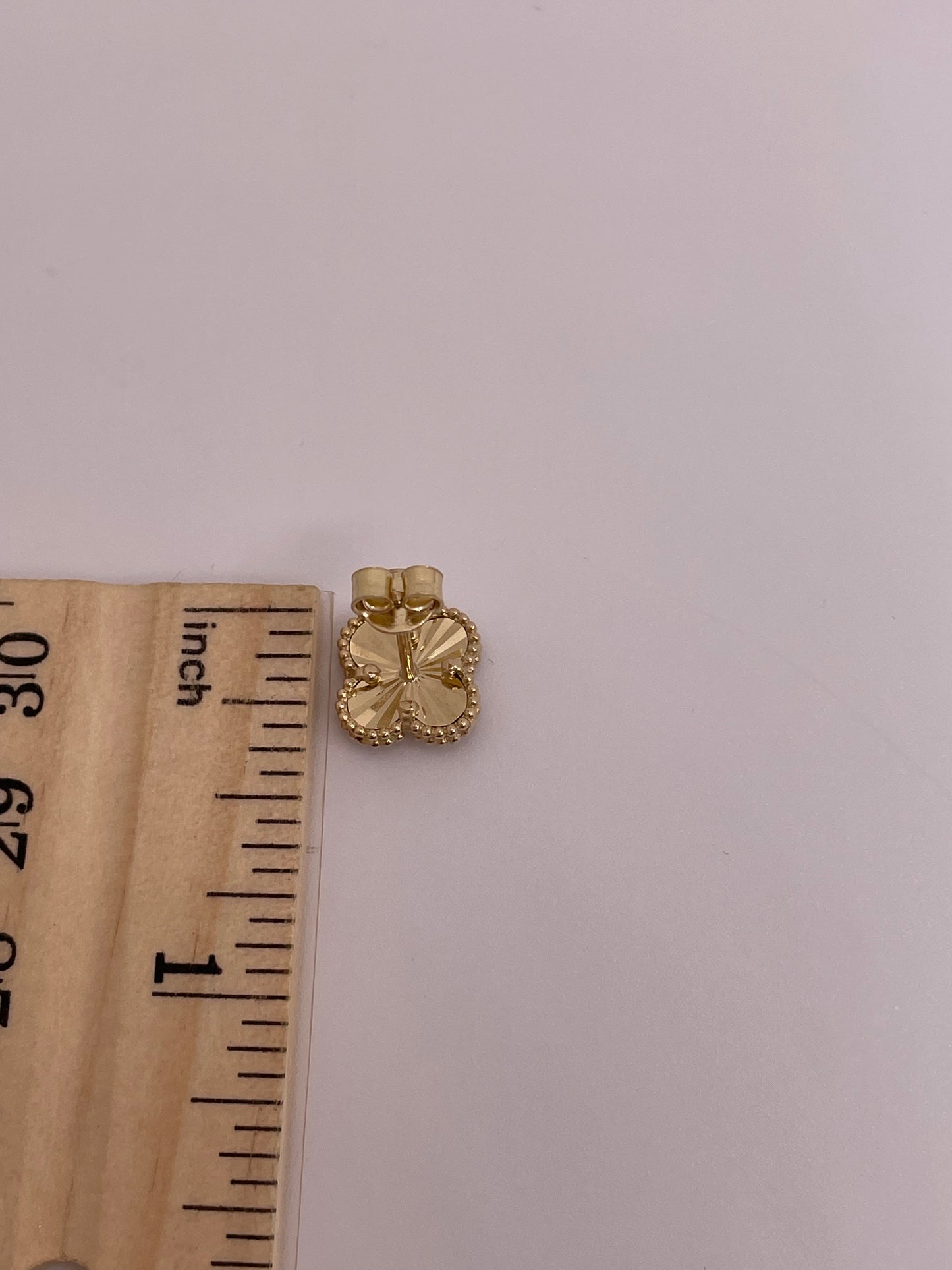 14k gold small clover earrings with butterfly pushback