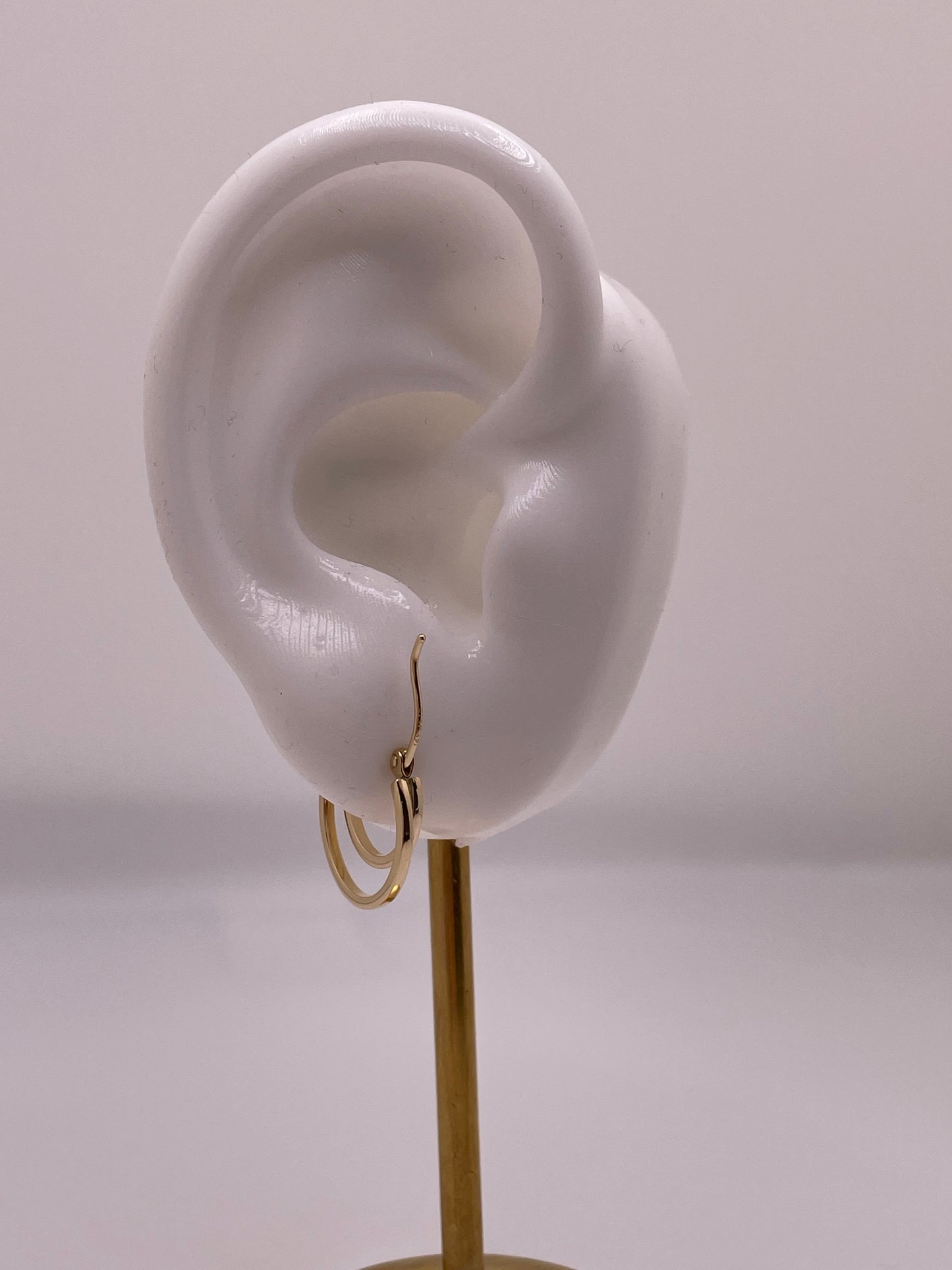 Aretes de aro doble de oro macizo de 14 k