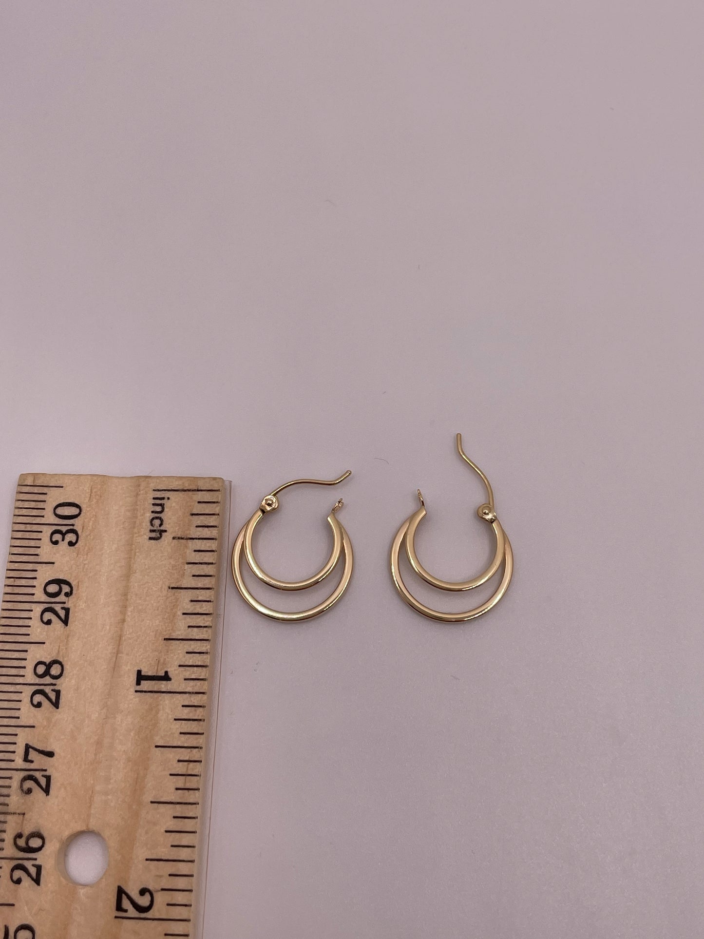 Aretes de aro doble de oro macizo de 14 k