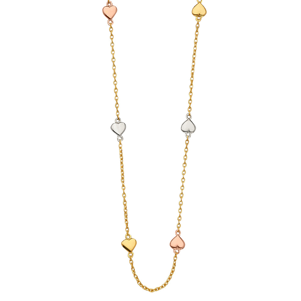 14k gold dainty 3c heart necklace