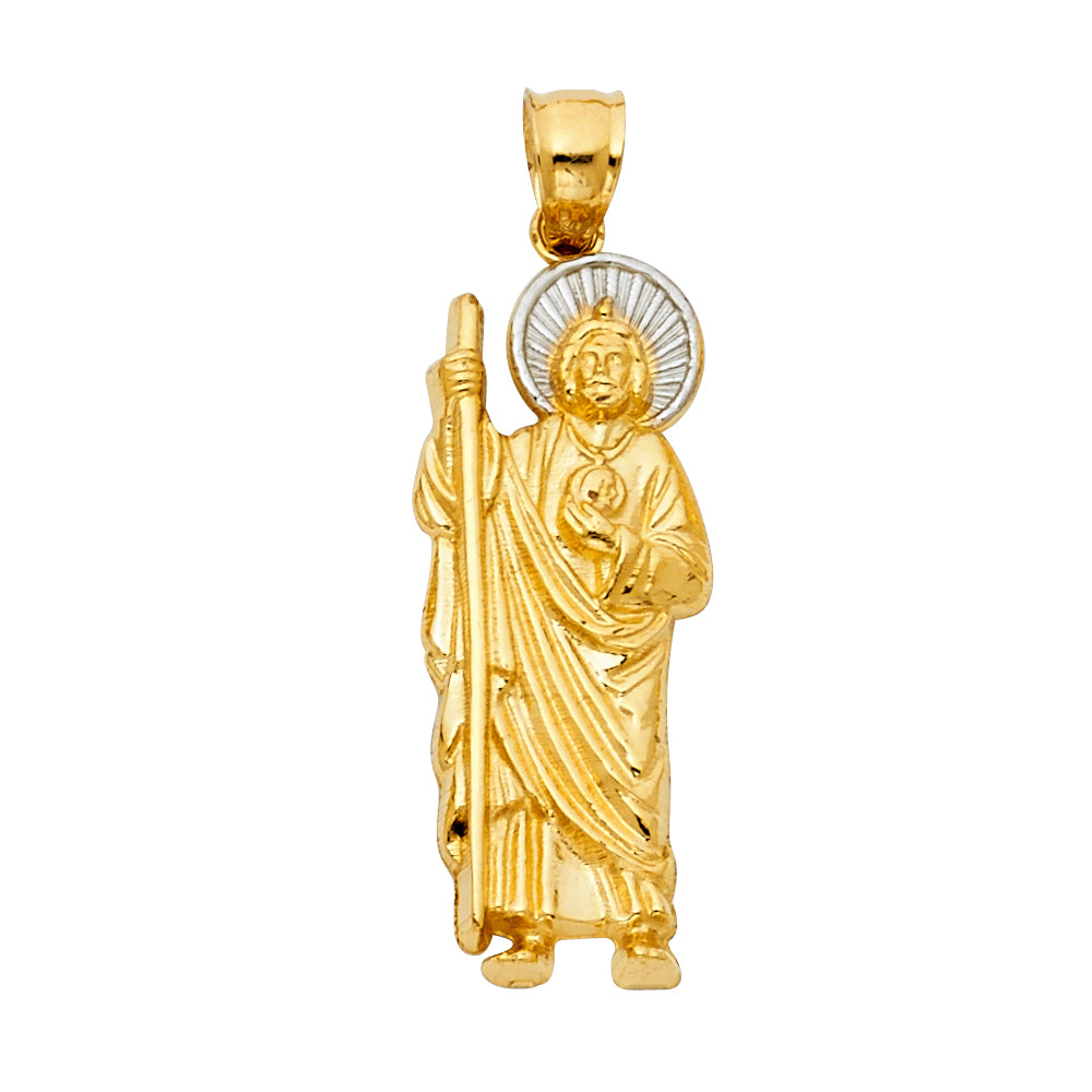 14k gold two tone san judas pendant