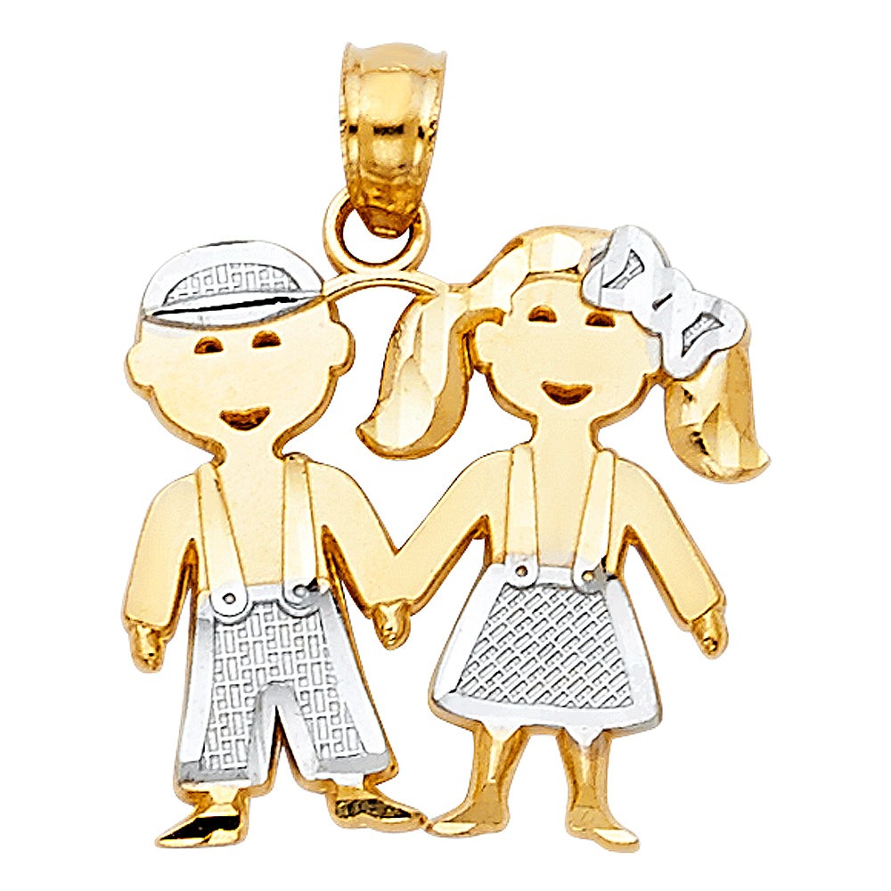 14k gold boy & girl pendant