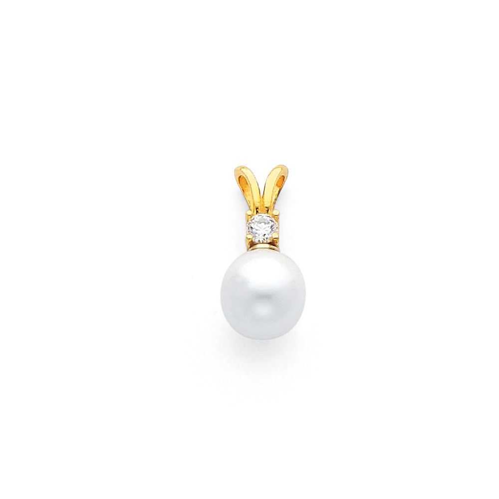 14k gold pearl ring with cz accents jewelry set