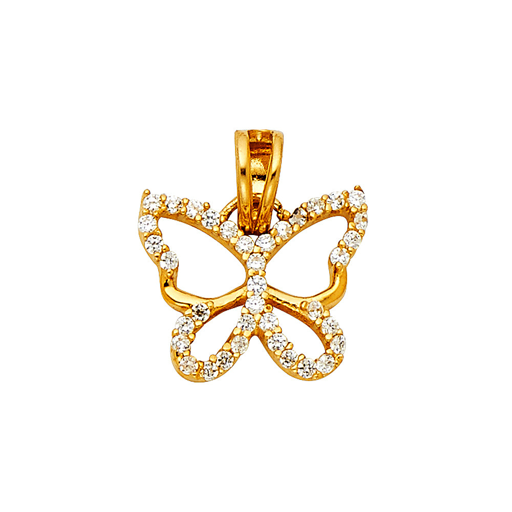 14k gold cz butterfly pendant