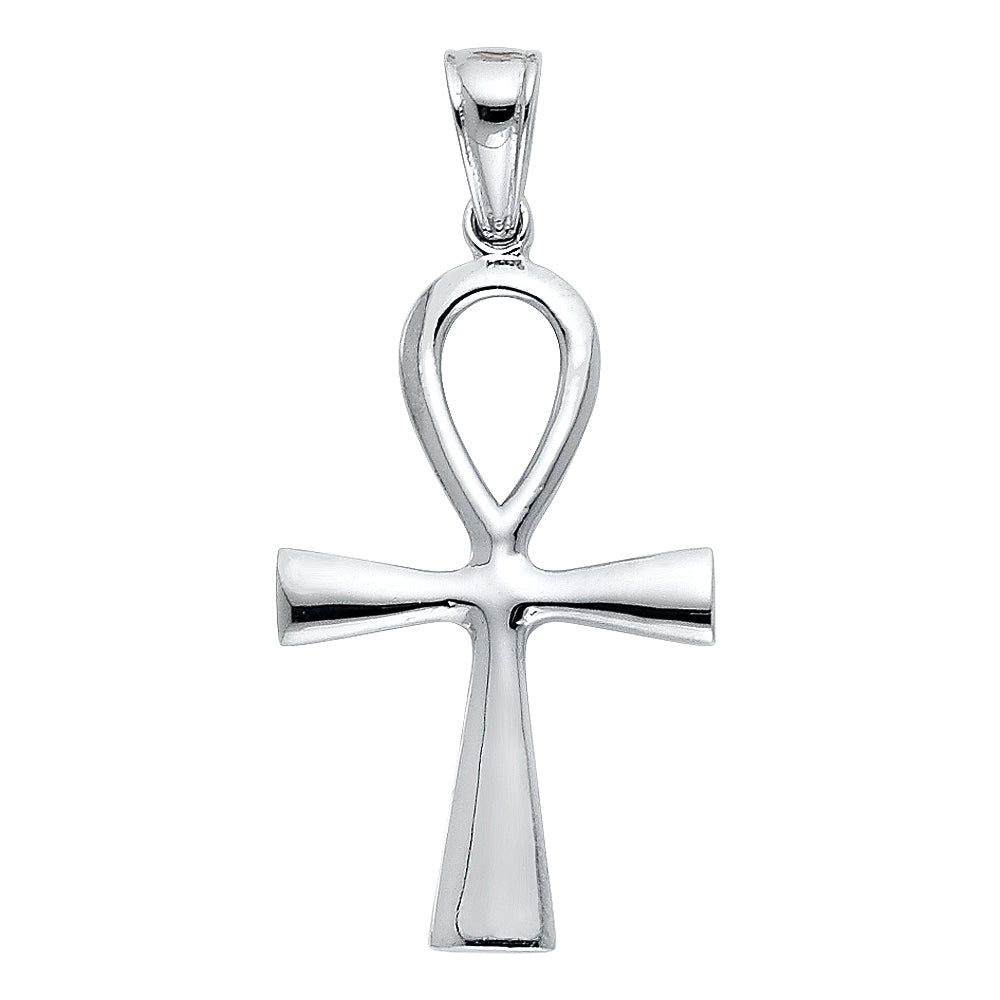 14K White Gold Ankh Pendant