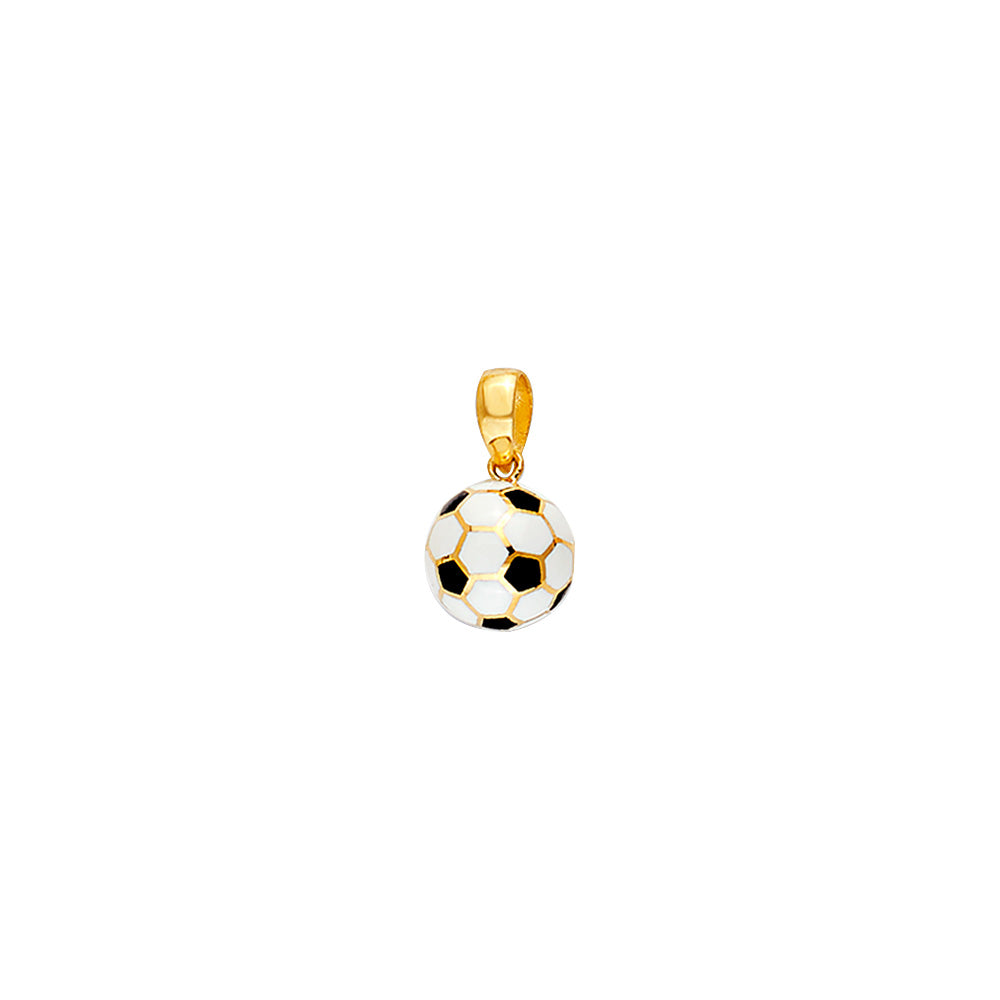14K Gold Enamel Soccer Ball Pendant 9mm (S)