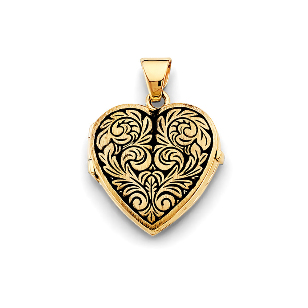 14k gold heart locket pendant (2568)