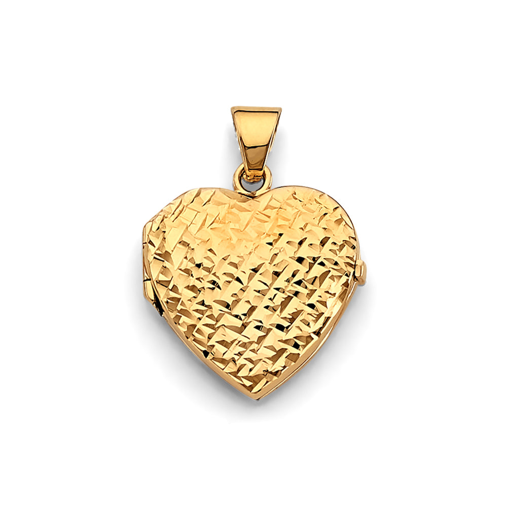 14k gold heart locket pendant (2571)