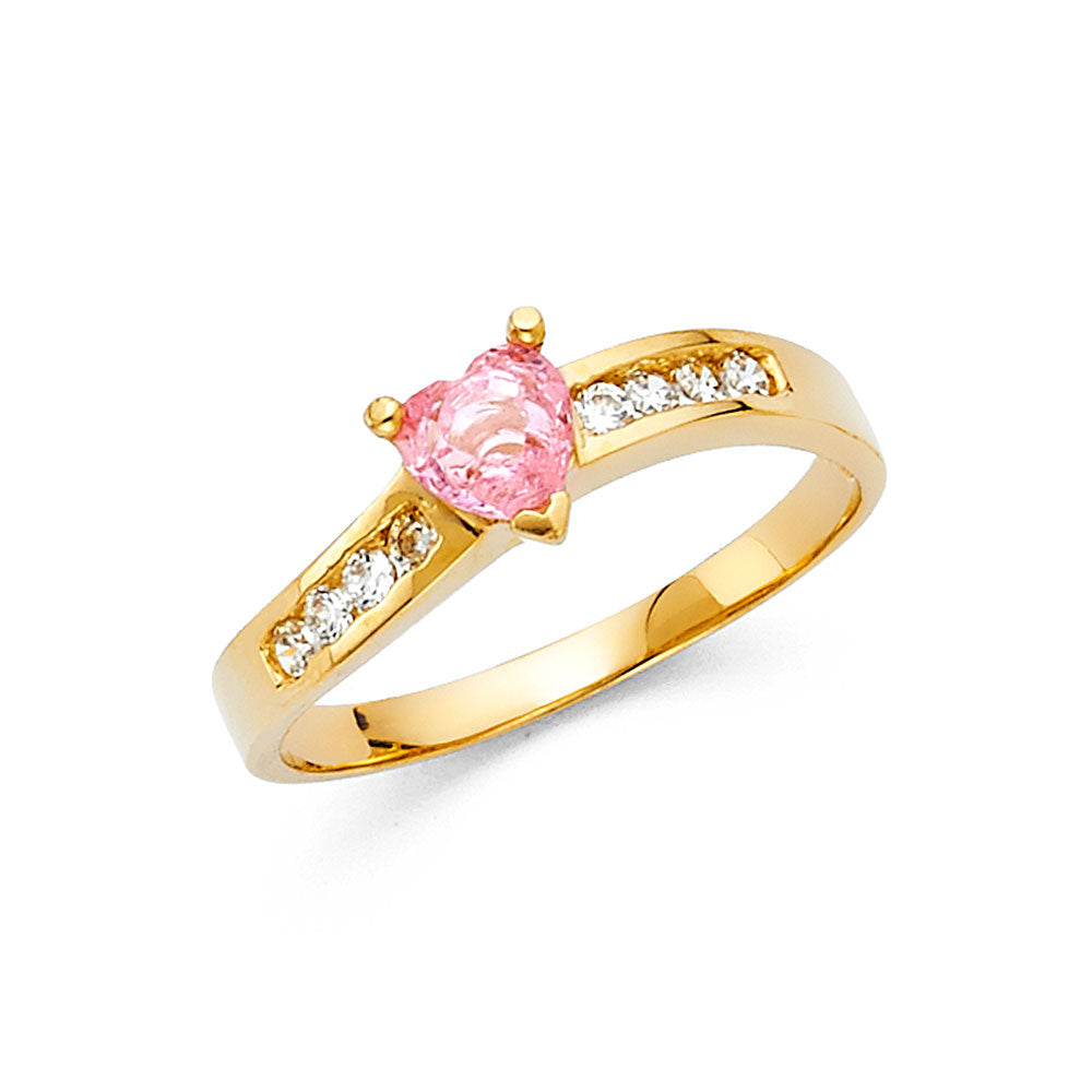14k gold heart cz ring(red, green, pink) (329)